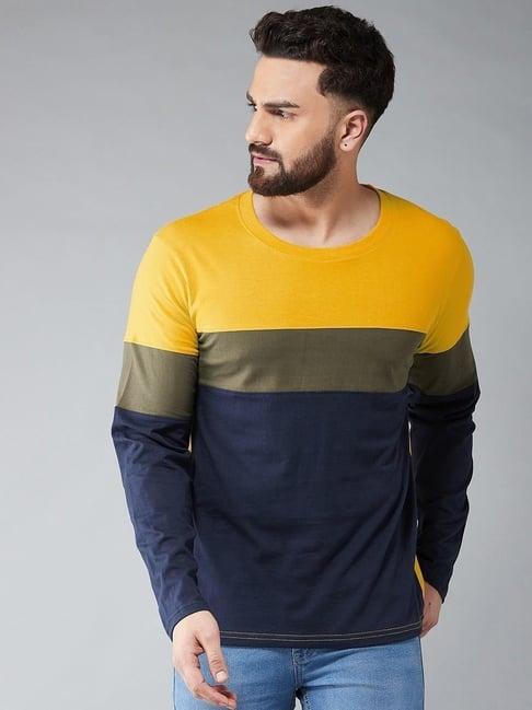 the dry state multi cotton slim fit colour block t-shirt