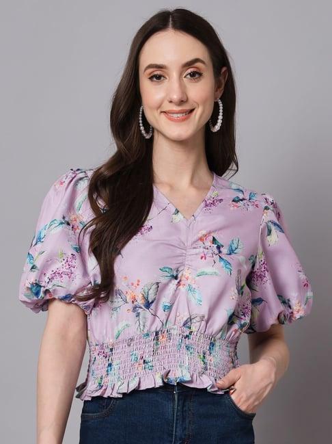 the dry state purple floral print top