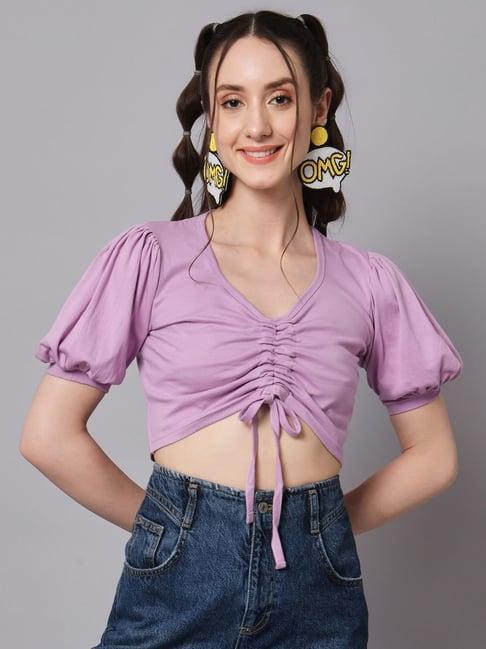 the dry state purple v neck crop top