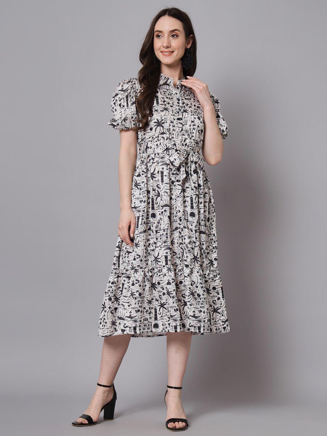 the dry state shirt collar floral print fit & flare midi dress