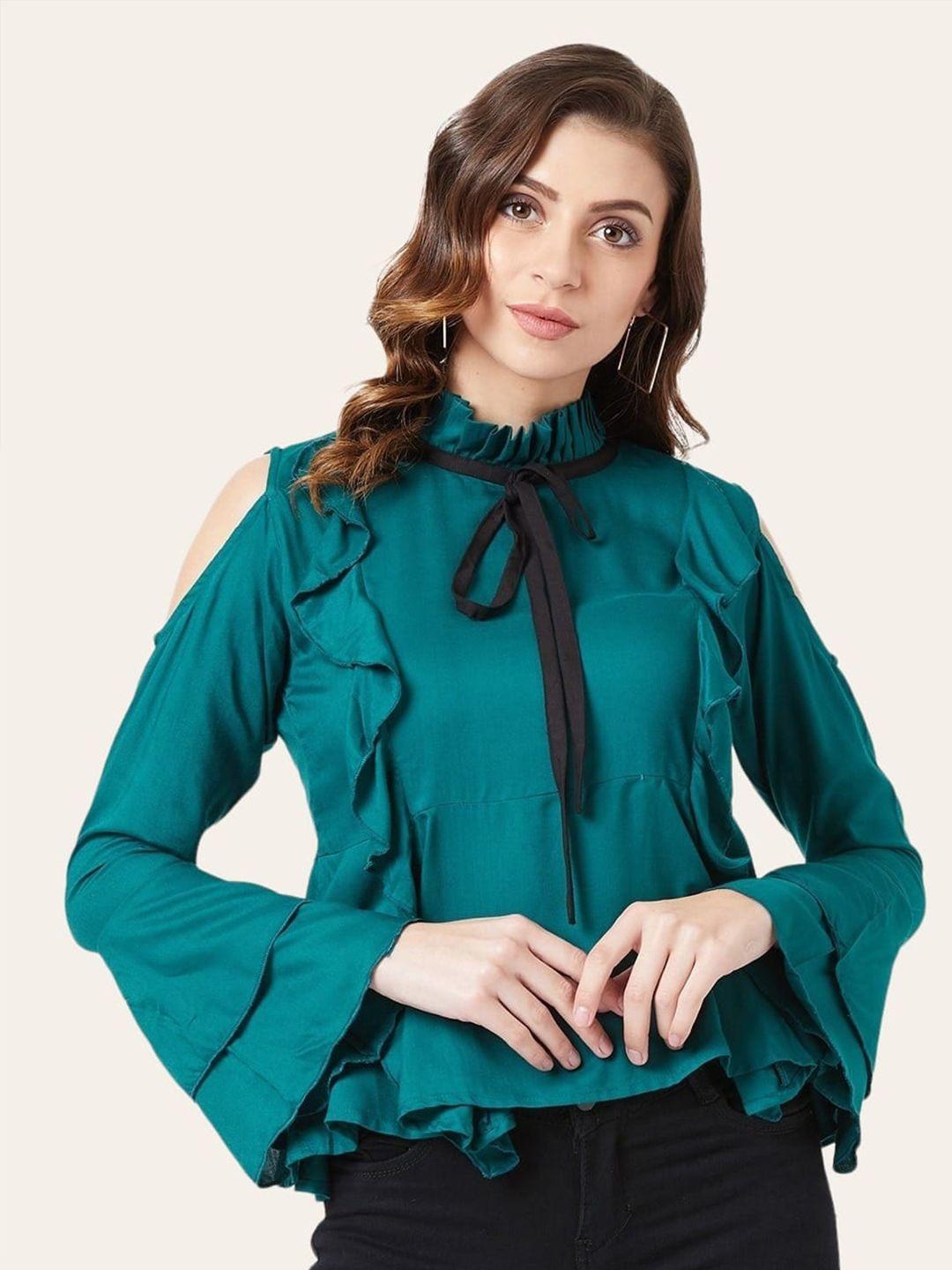 the dry state tie-up neck bell sleeves ruffles top