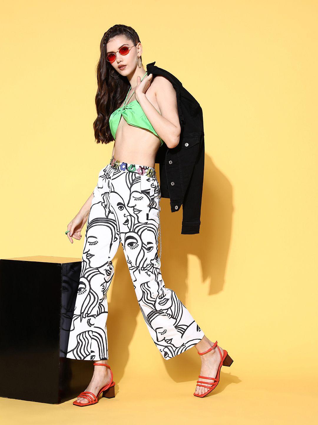 the dry state women beautiful white abstract kidult kitsch trousers