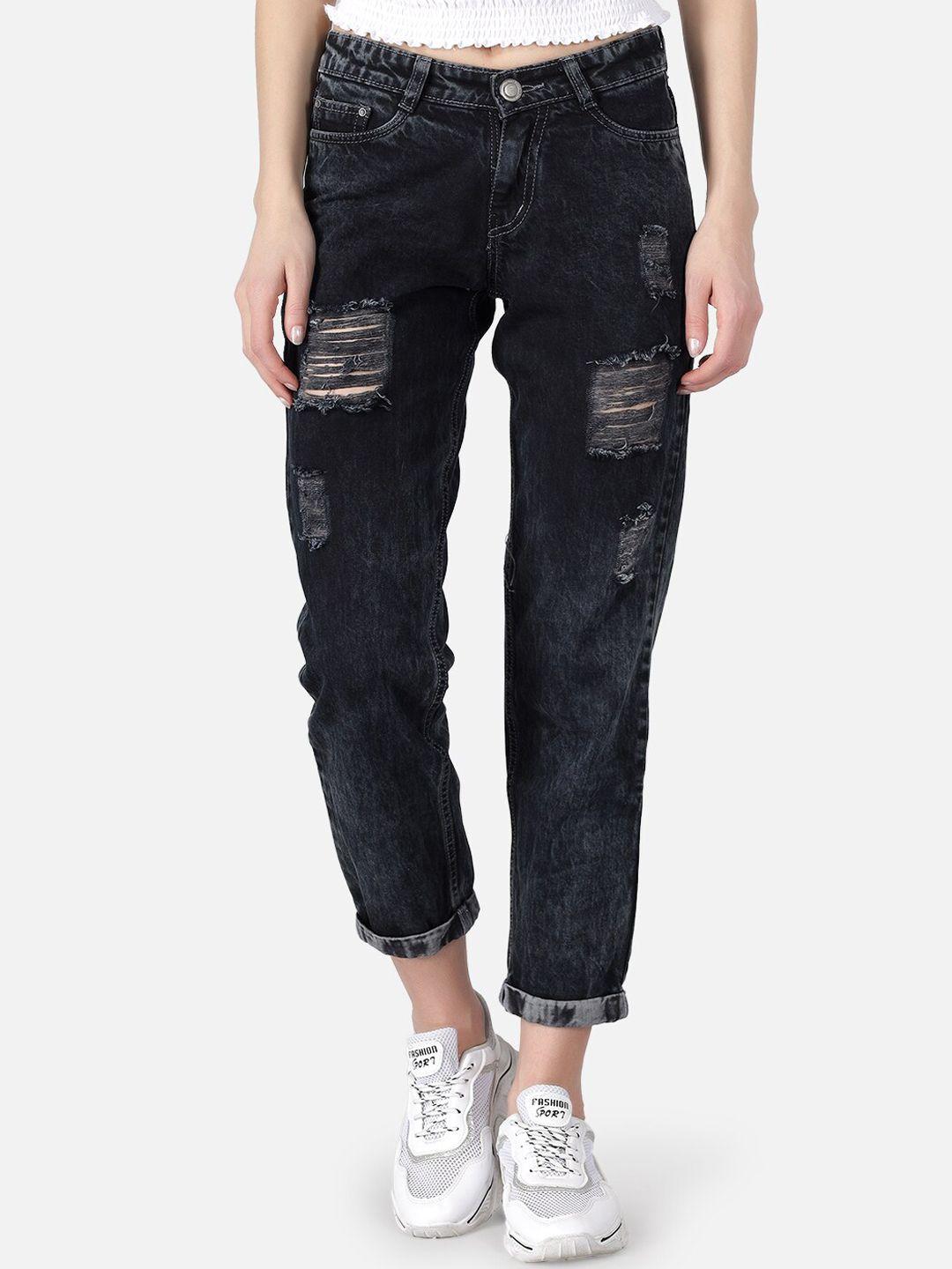 the dry state women black relaxed fit mid-rise mildly distressed jeans