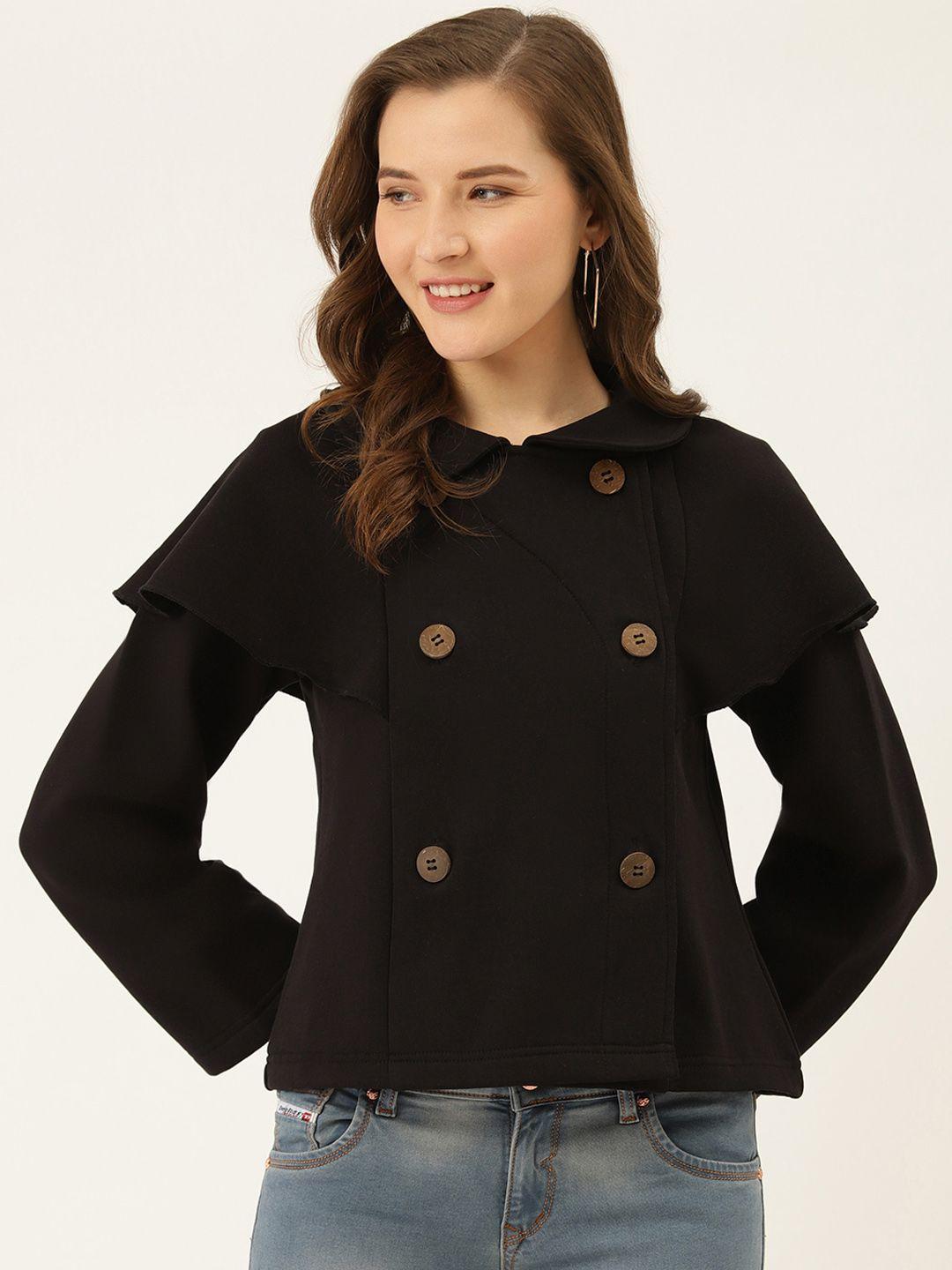 the dry state women black solid cape style tailored jacket