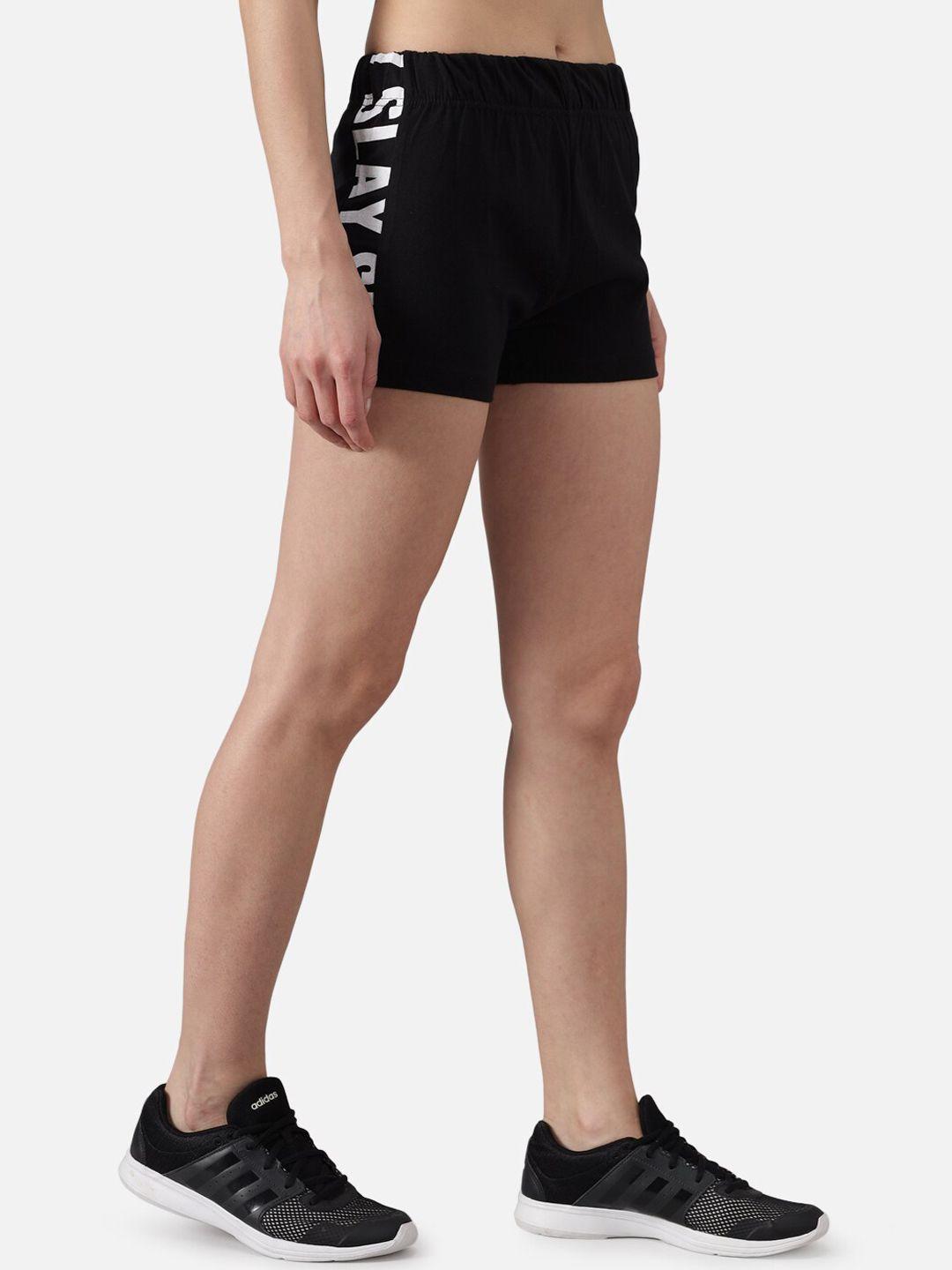 the dry state women black solid loose fit regular shorts