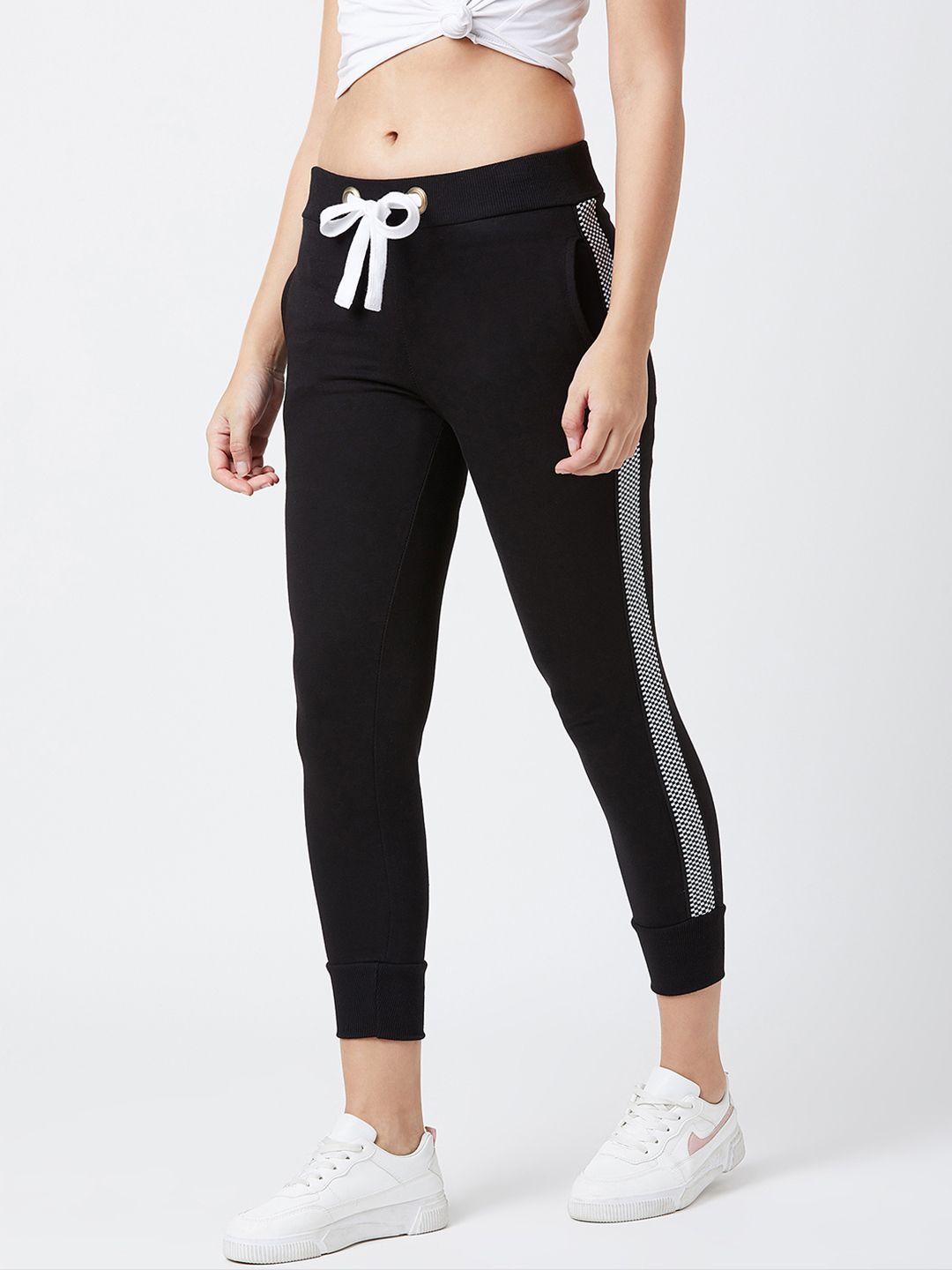 the dry state women black solid slim-fit track pants