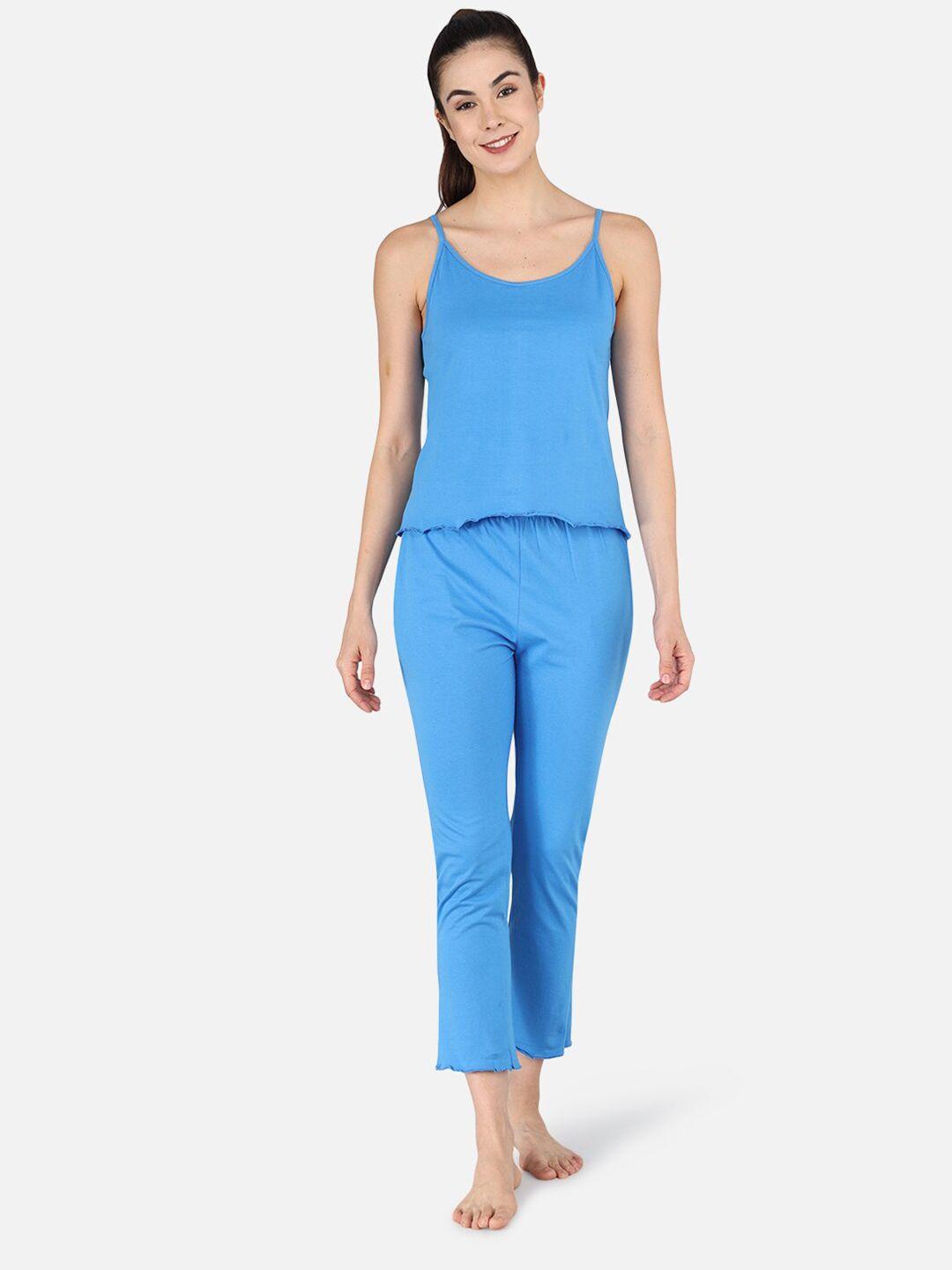 the dry state women blue solid night suit