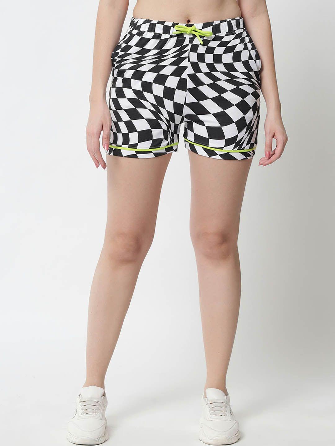 the dry state women cotton checked high-rise sports shorts