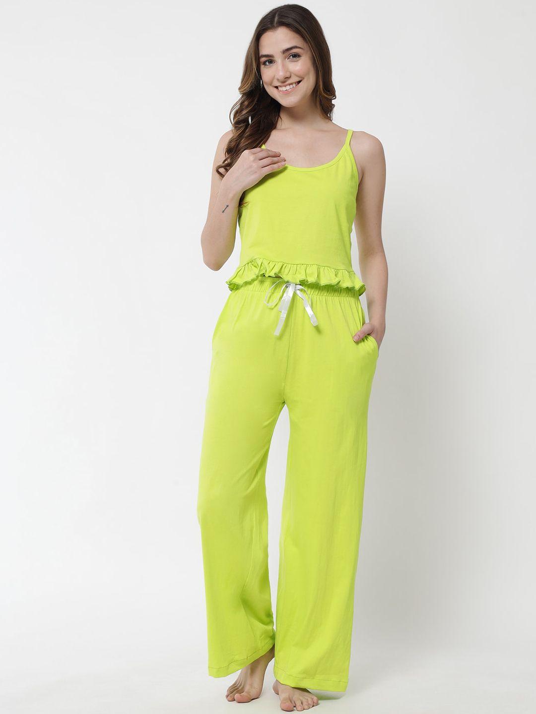 the dry state women fluorescent green cotton night suit