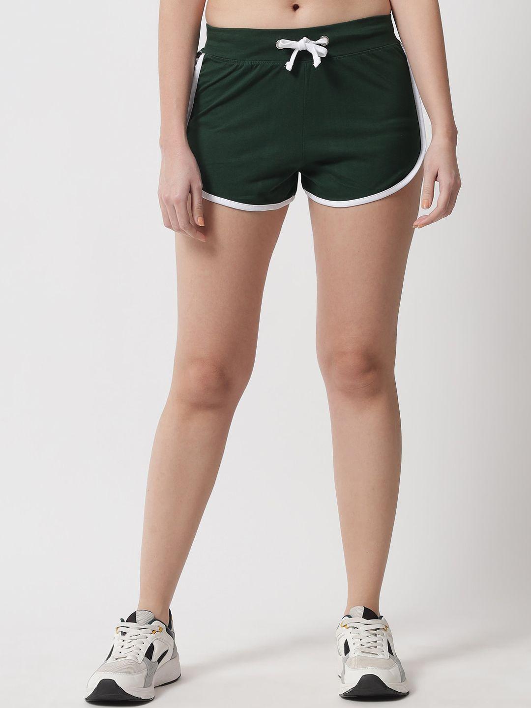 the dry state women green loose fit outdoor hot pants cotton shorts
