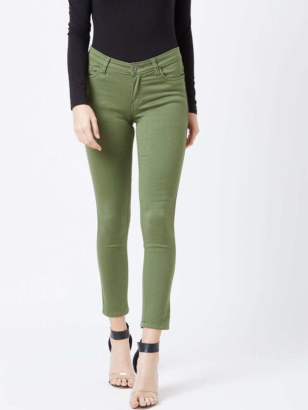the dry state women green slim fit mid-rise clean look jeans