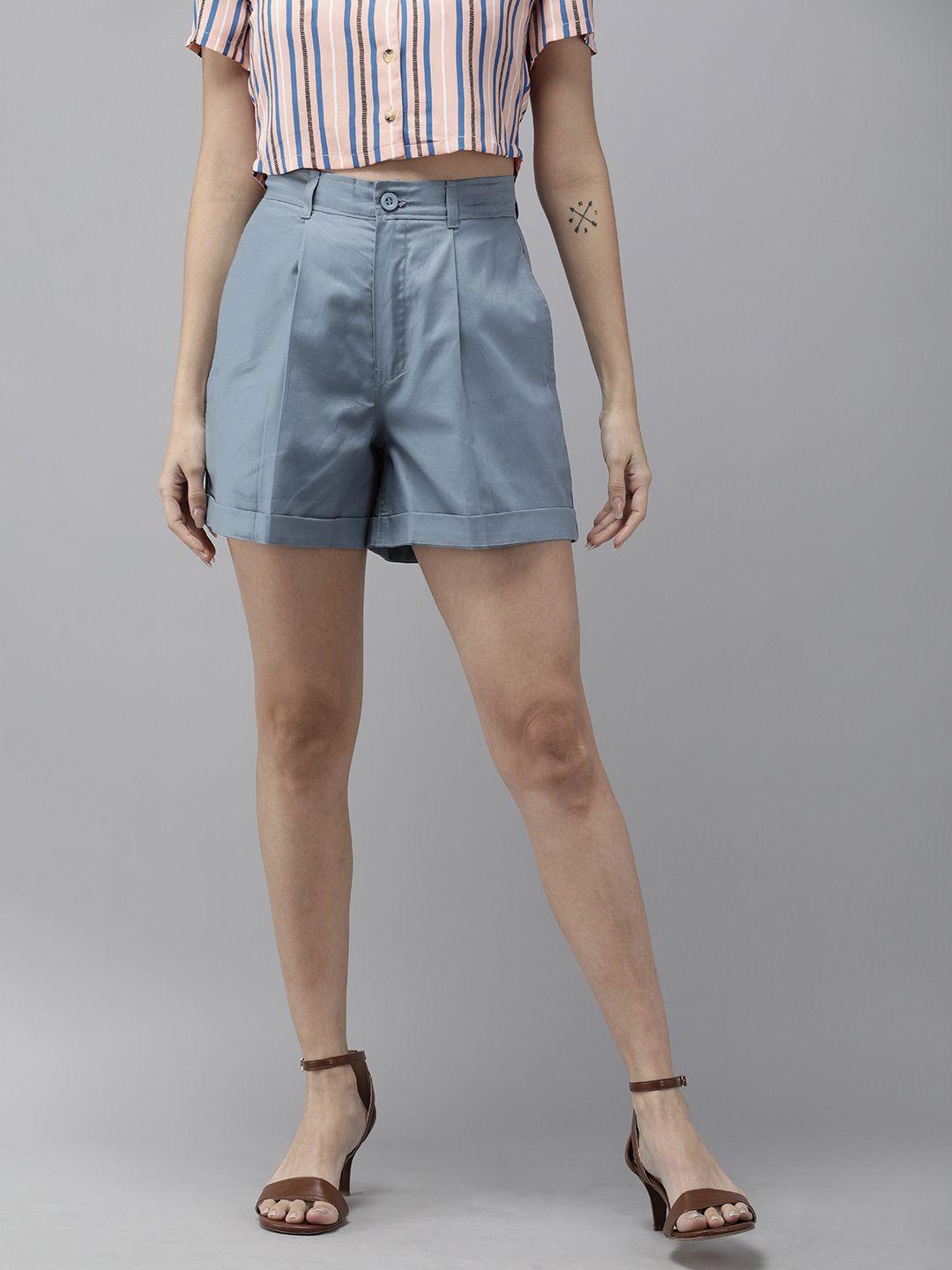 the dry state women grey solid loose fit shorts