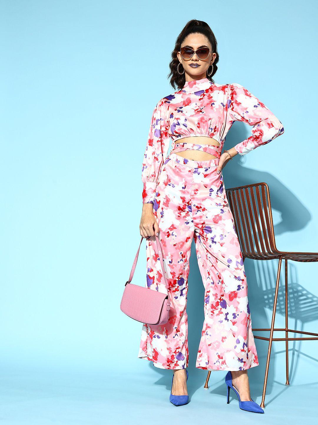 the dry state women pink printed cut it off jumpsuit