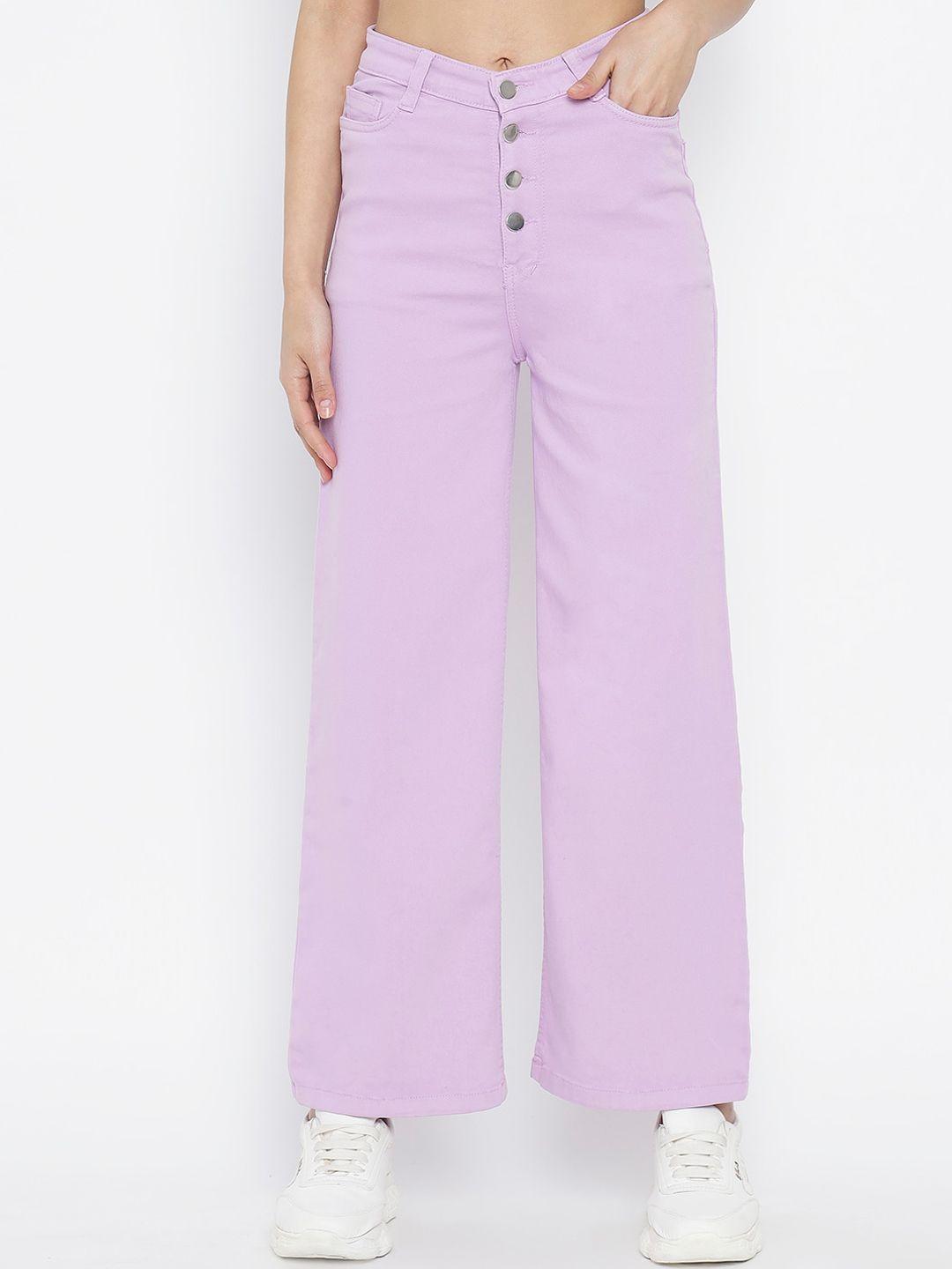 the dry state women purple straight fit high-rise stretchable jeans