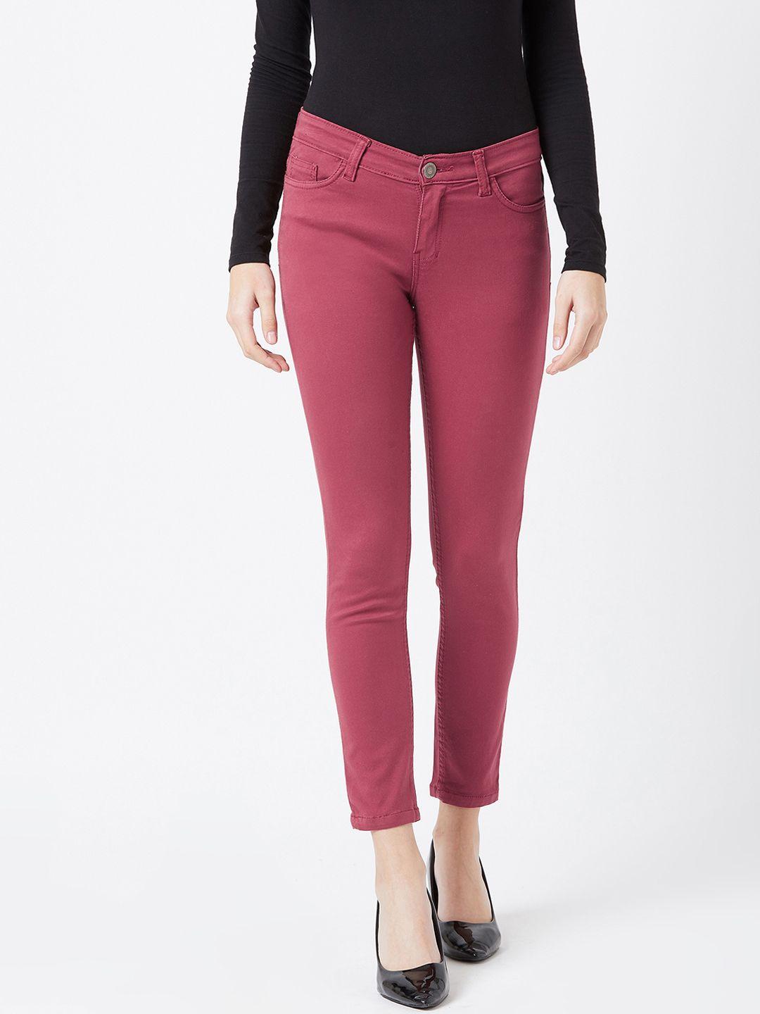 the dry state women red slim fit mid-rise clean look jeans