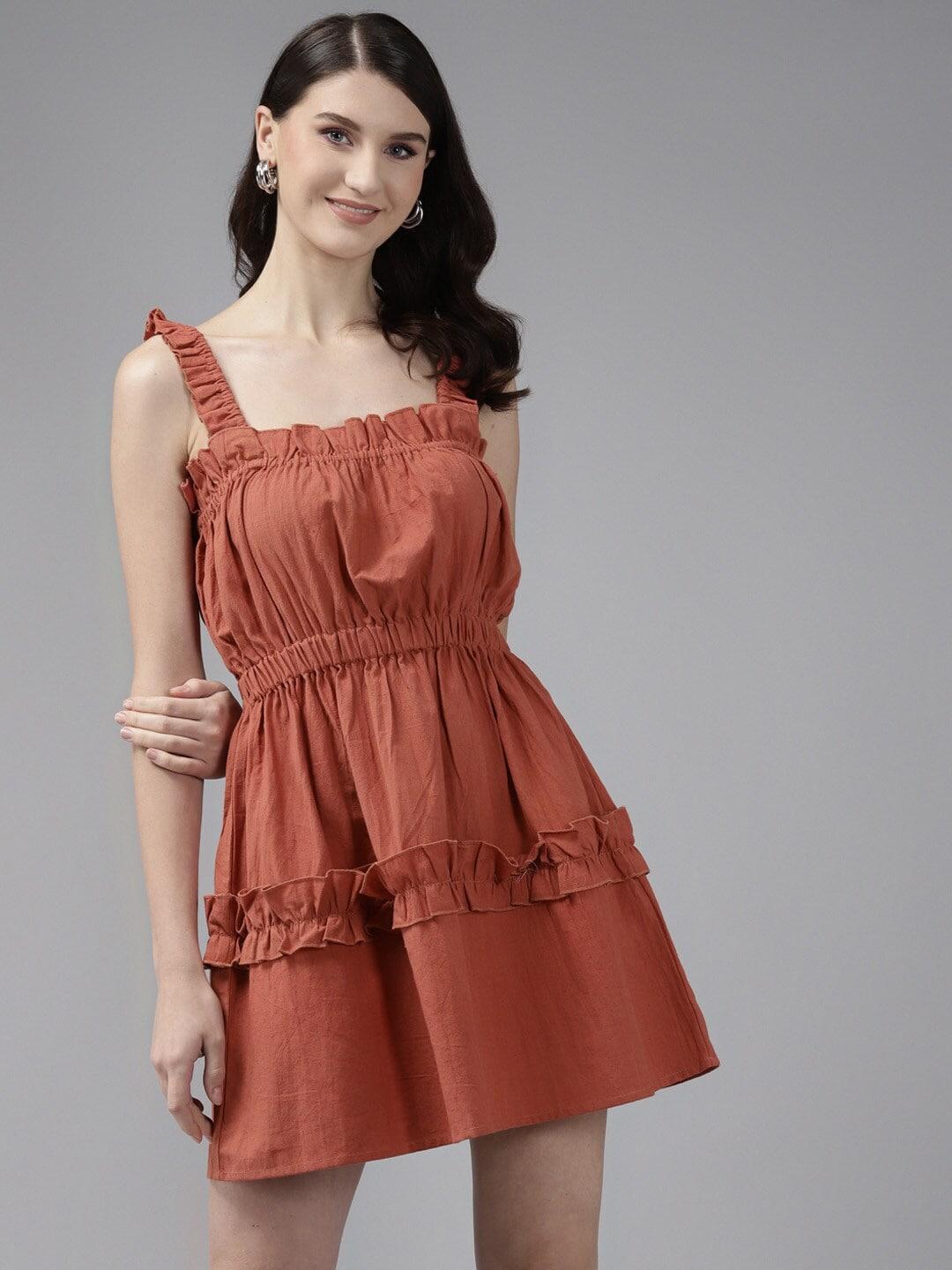 the dry state women rust tiered dress