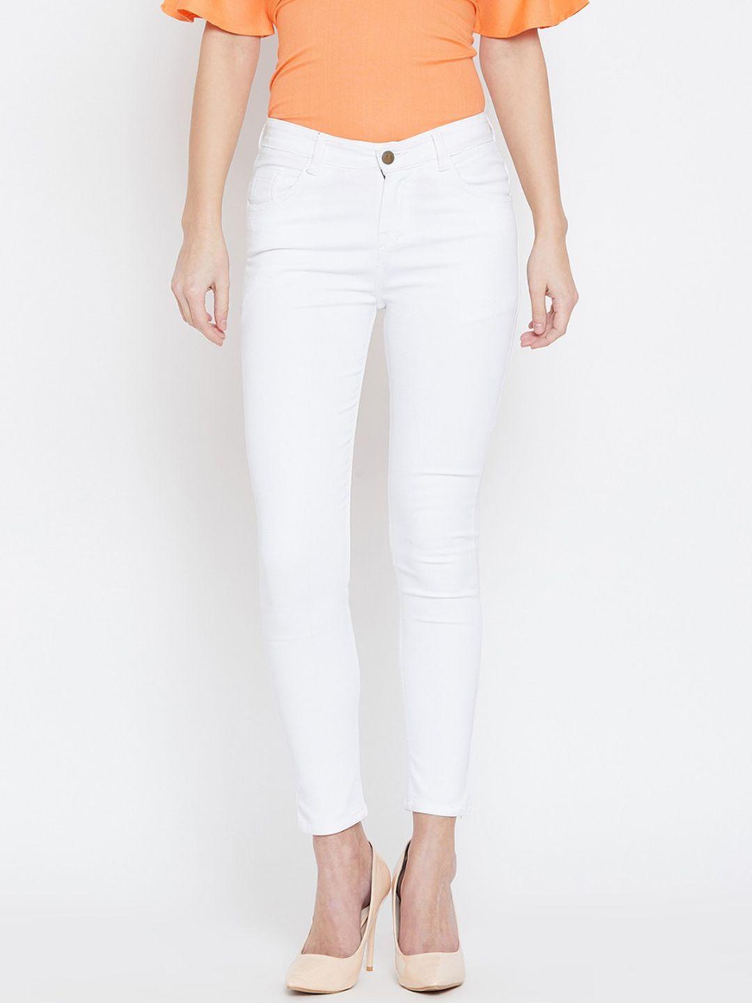 the dry state women white slim fit mid-rise clean look stretchable jeans