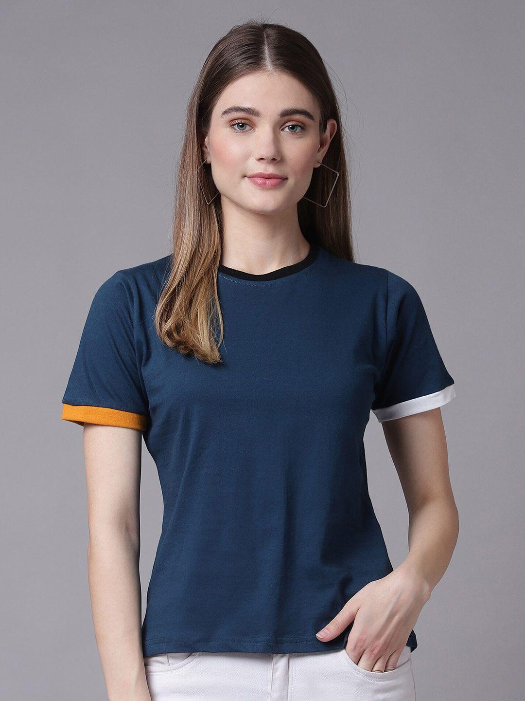 the eg store women blue & medieval blue v-neck t-shirt