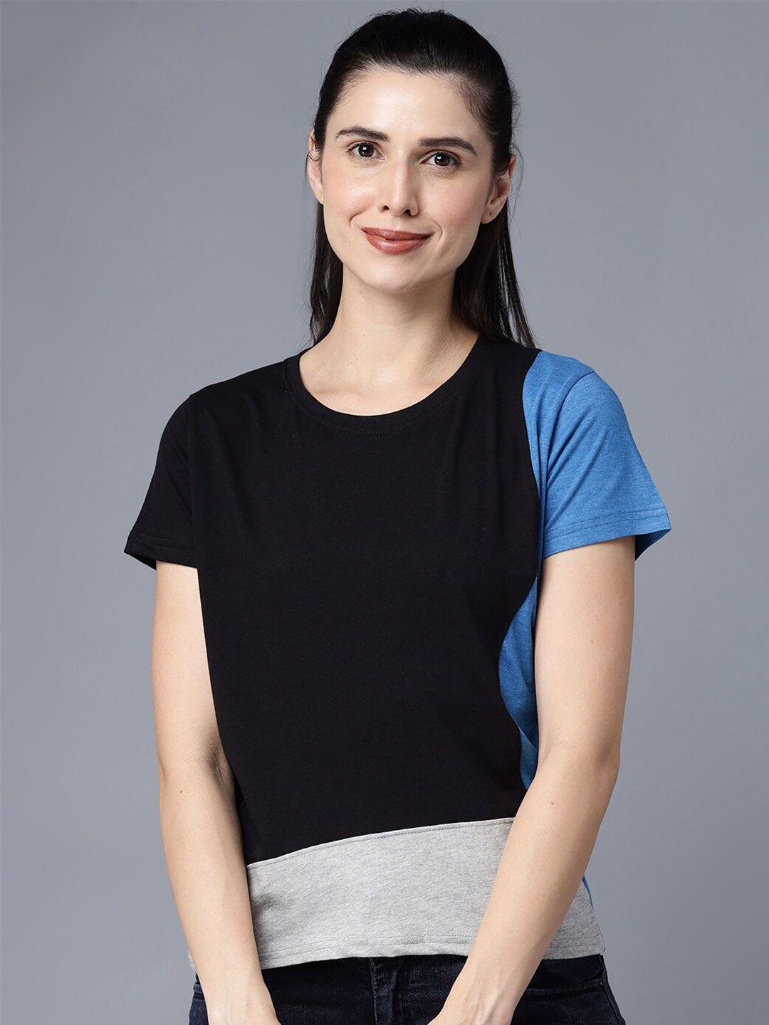 the eg store women blue cotton t-shirt