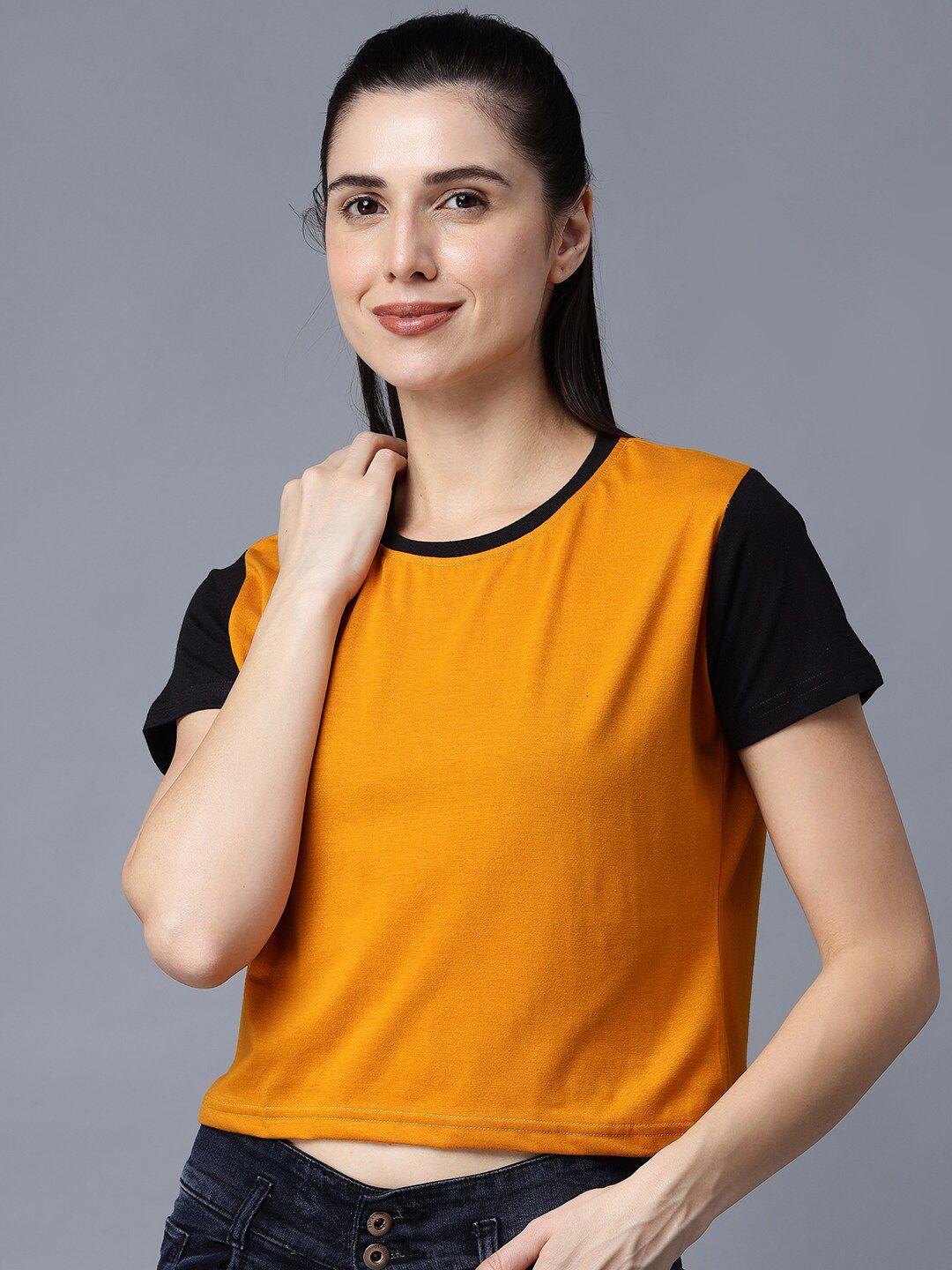 the eg store women yellow crop t-shirt