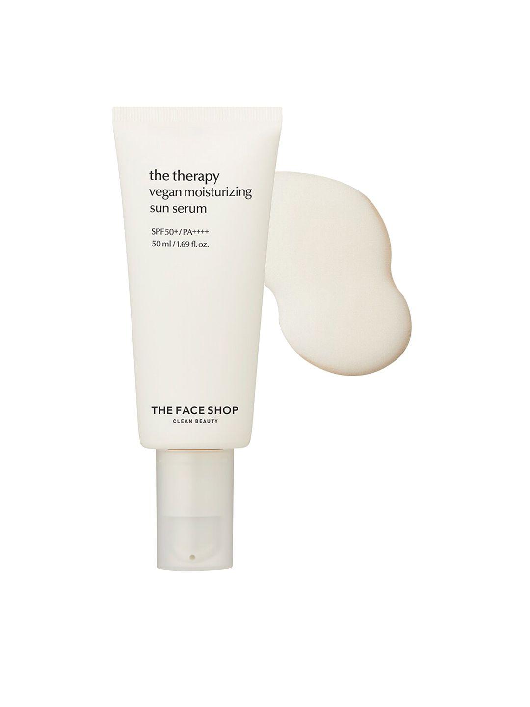 the face shop the therapy vegan moisturizing sun serum - 50ml