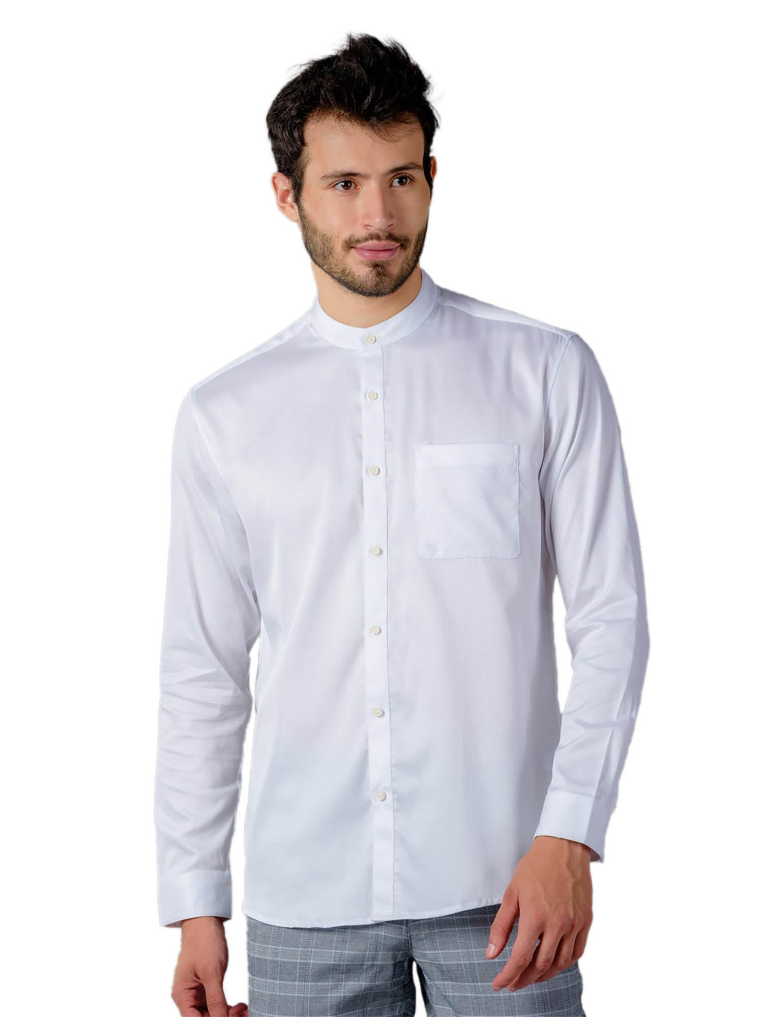 the founder full sleeve formal shirt for men with mandarin collar