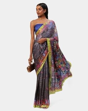 the georgette satin embellished many moods saree