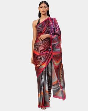 the georgette satin printed led zep saree