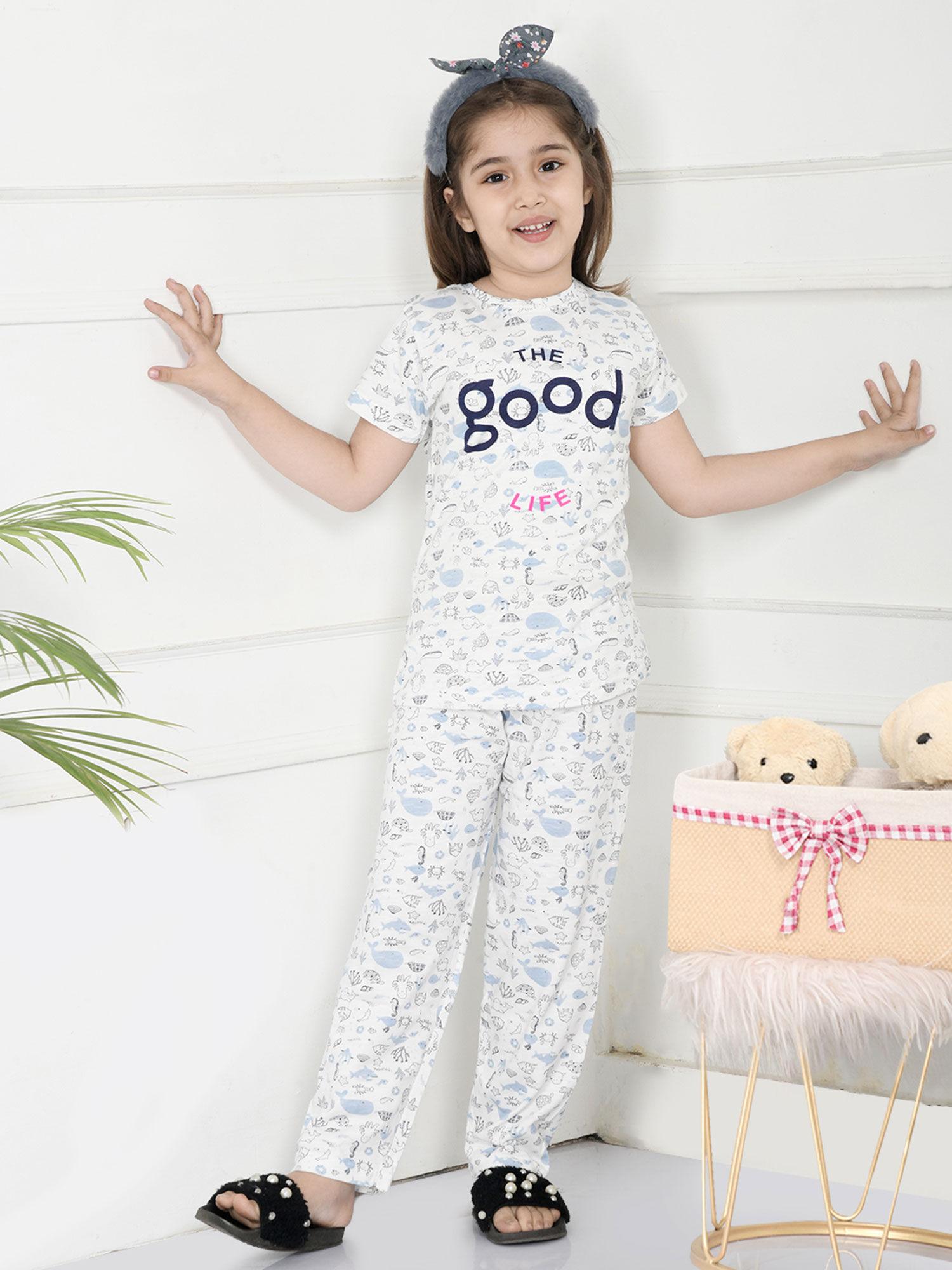 the good life overall print nightsuit (set of 2)