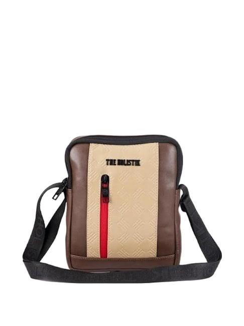 the holistik clever brown & beige solid medium cross body bag