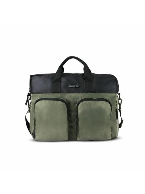 the holistik rovio olive & black medium laptop messenger bag - 11.07 inches