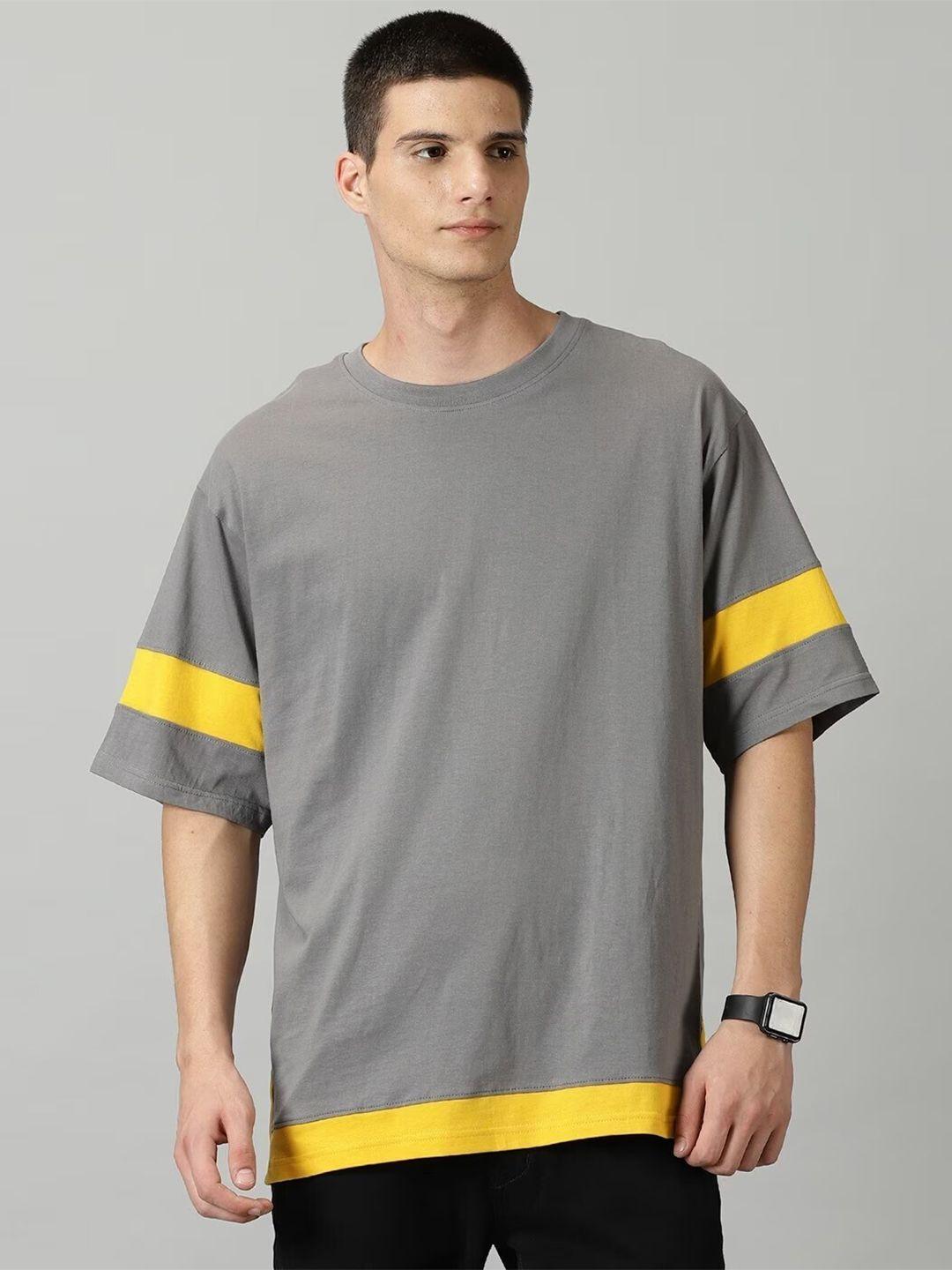 the hollander striped drop-shoulder sleeves relaxed fit pure cotton t-shirt