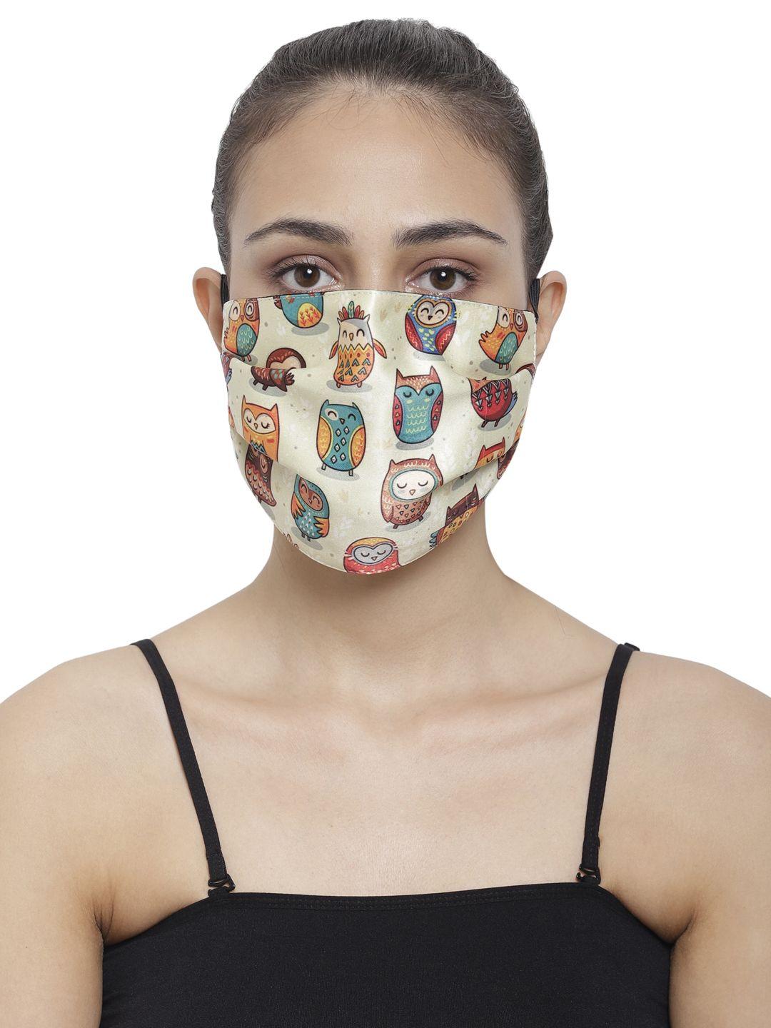 the house of tara adults beige printed 3-ply reusable cloth mask
