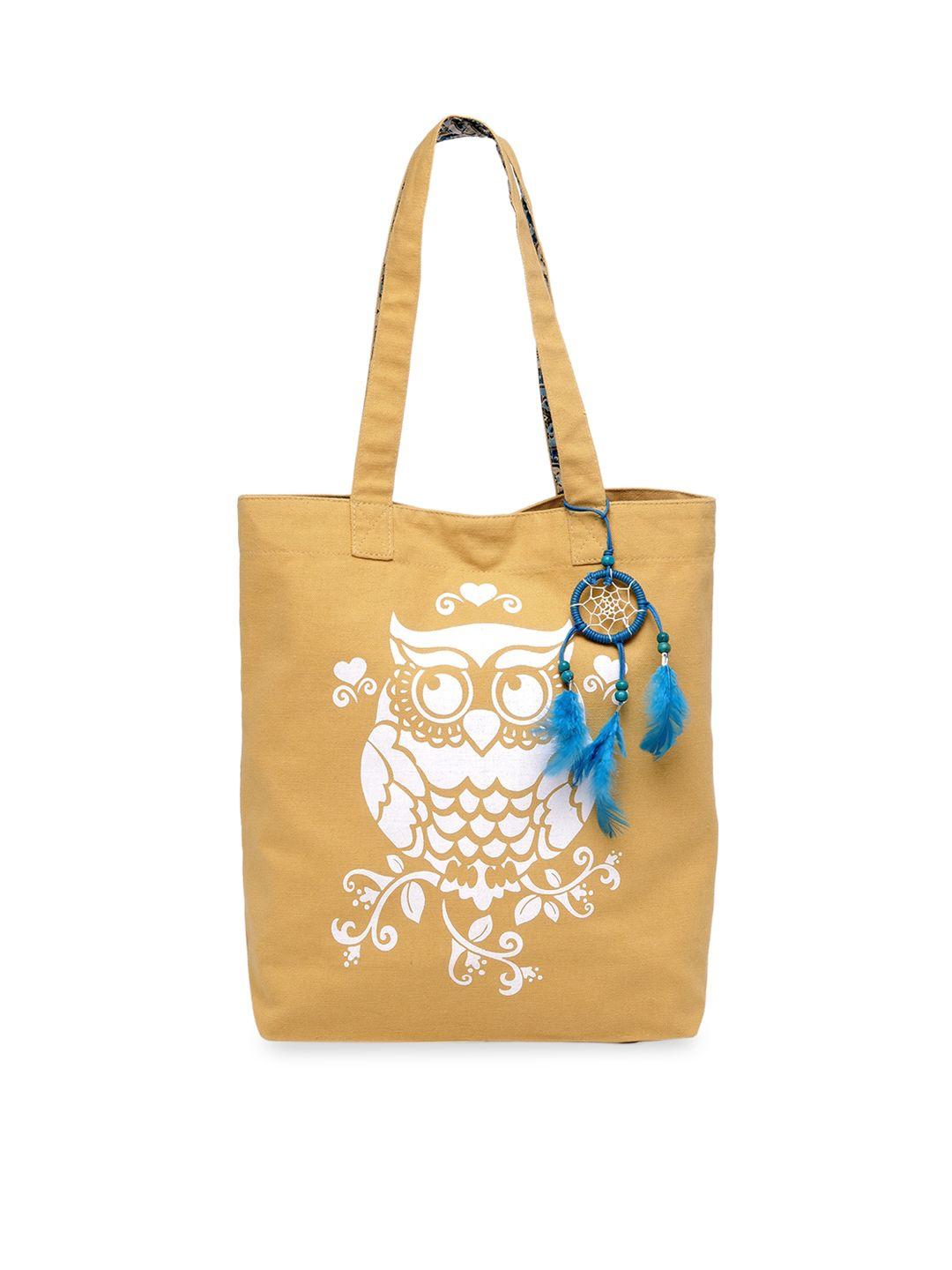 the house of tara beige & white printed tote bag