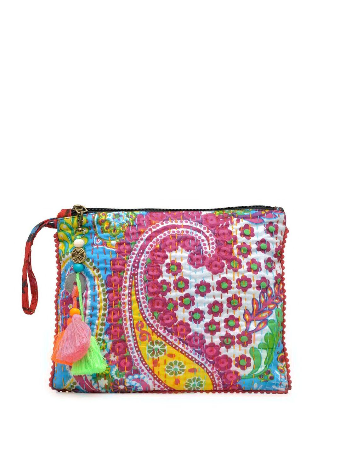 the house of tara multicoloured textured embellished envelope clutch