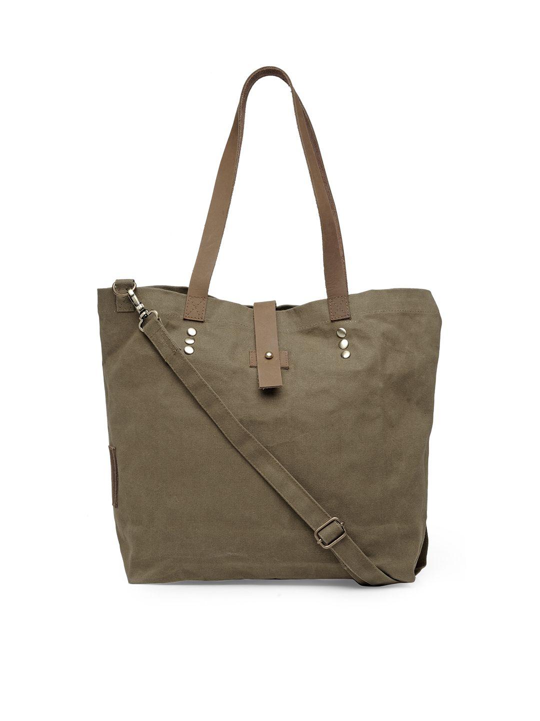 the house of tara olive brown solid shoulder bag with detachable sling strap