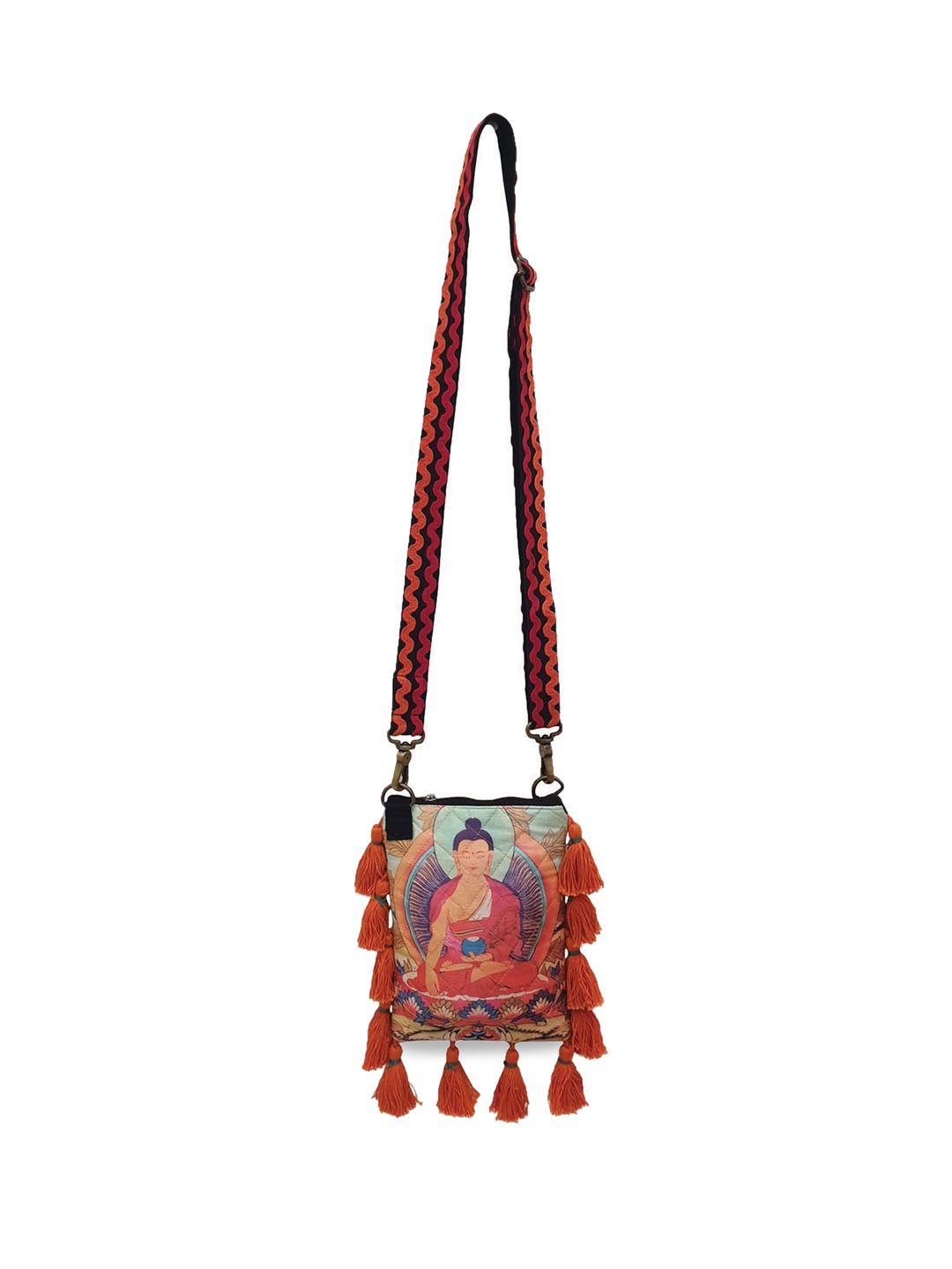 the house of tara structured sling bag with tasselled