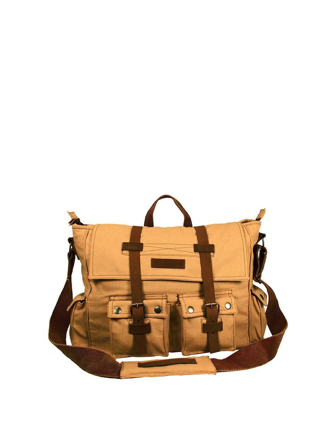 the house of tara unisex beige & brown messenger bag