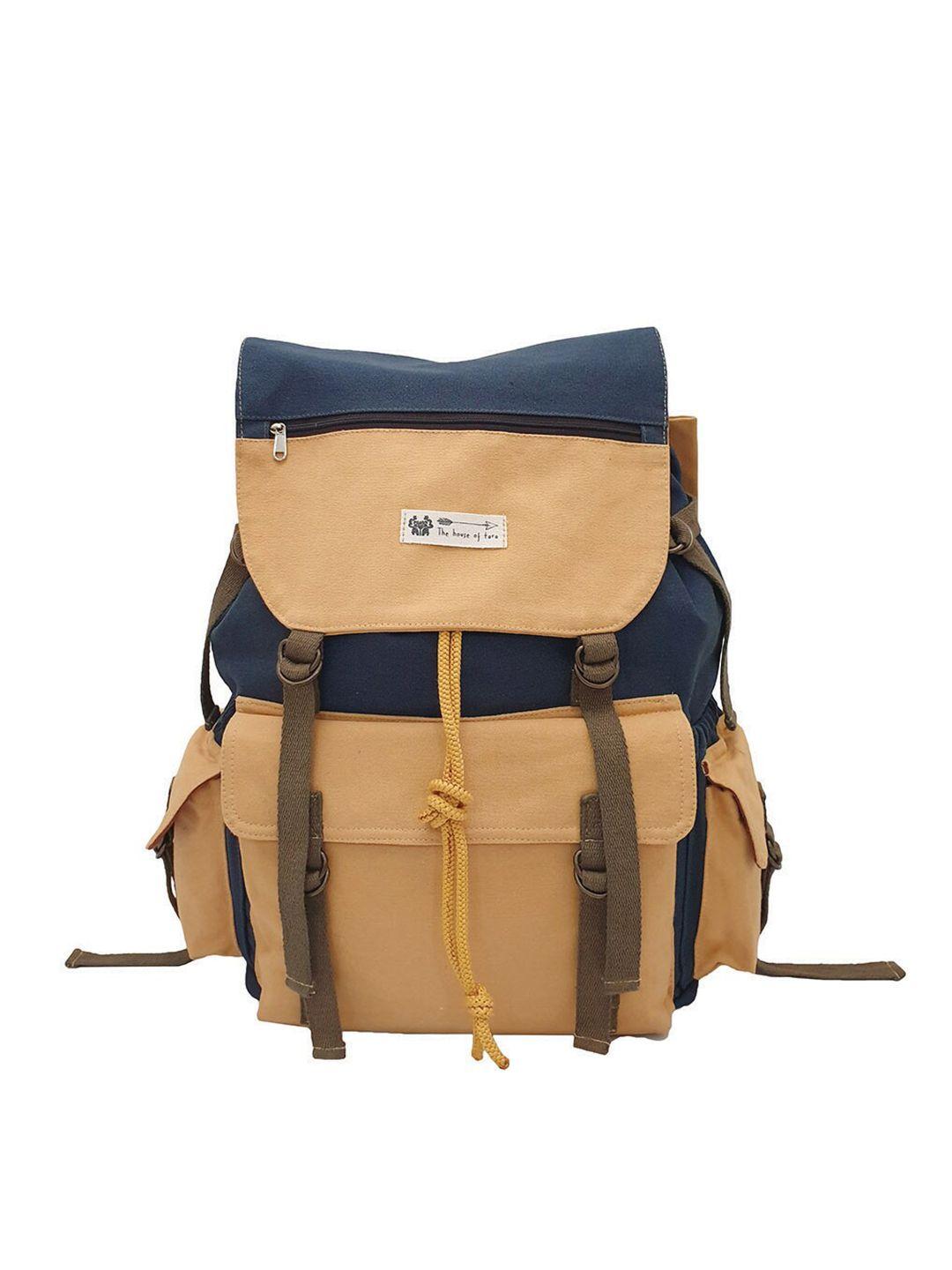 the house of tara unisex beige & navy blue backpack