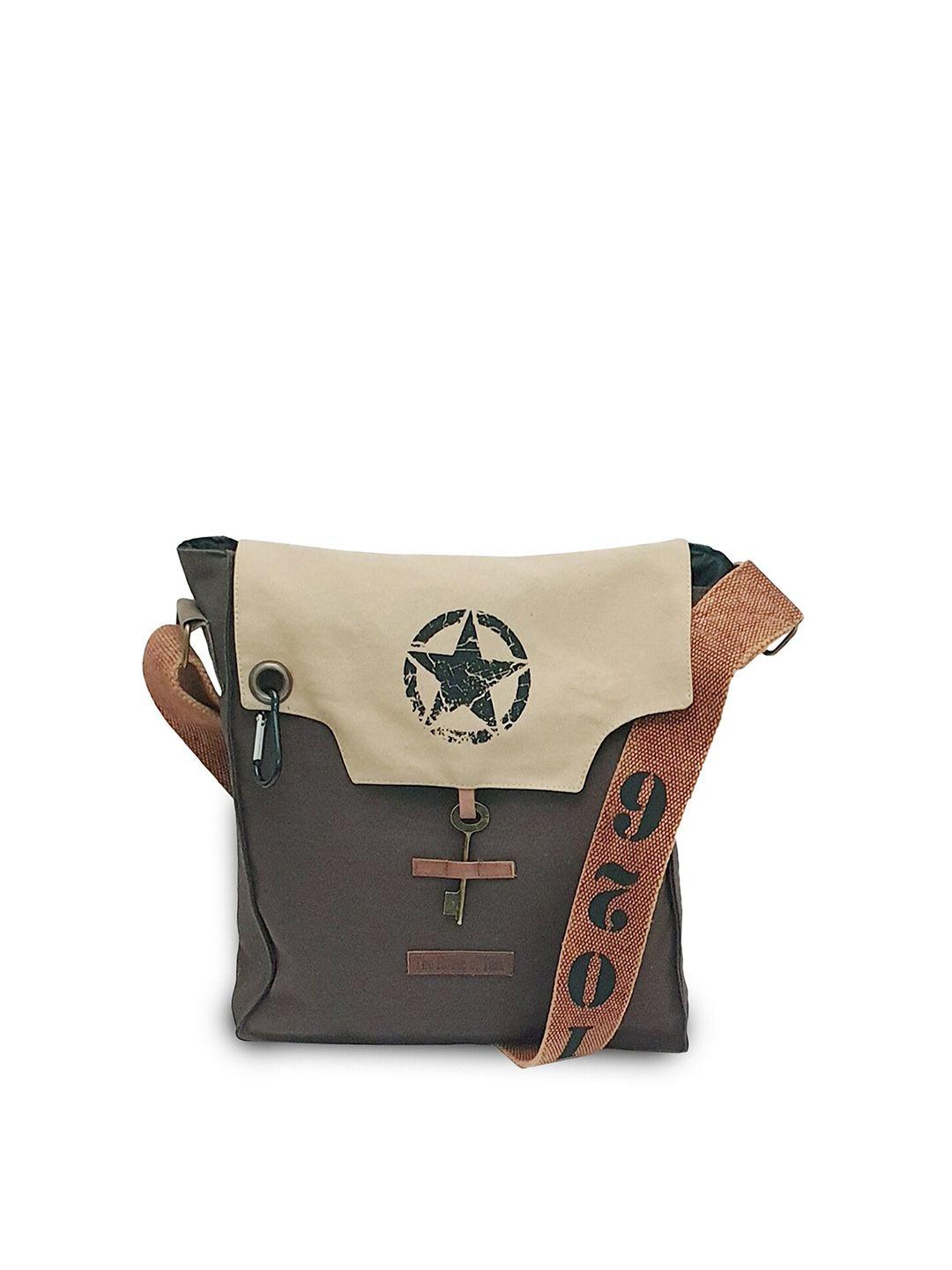 the house of tara unisex brown & beige messenger bag