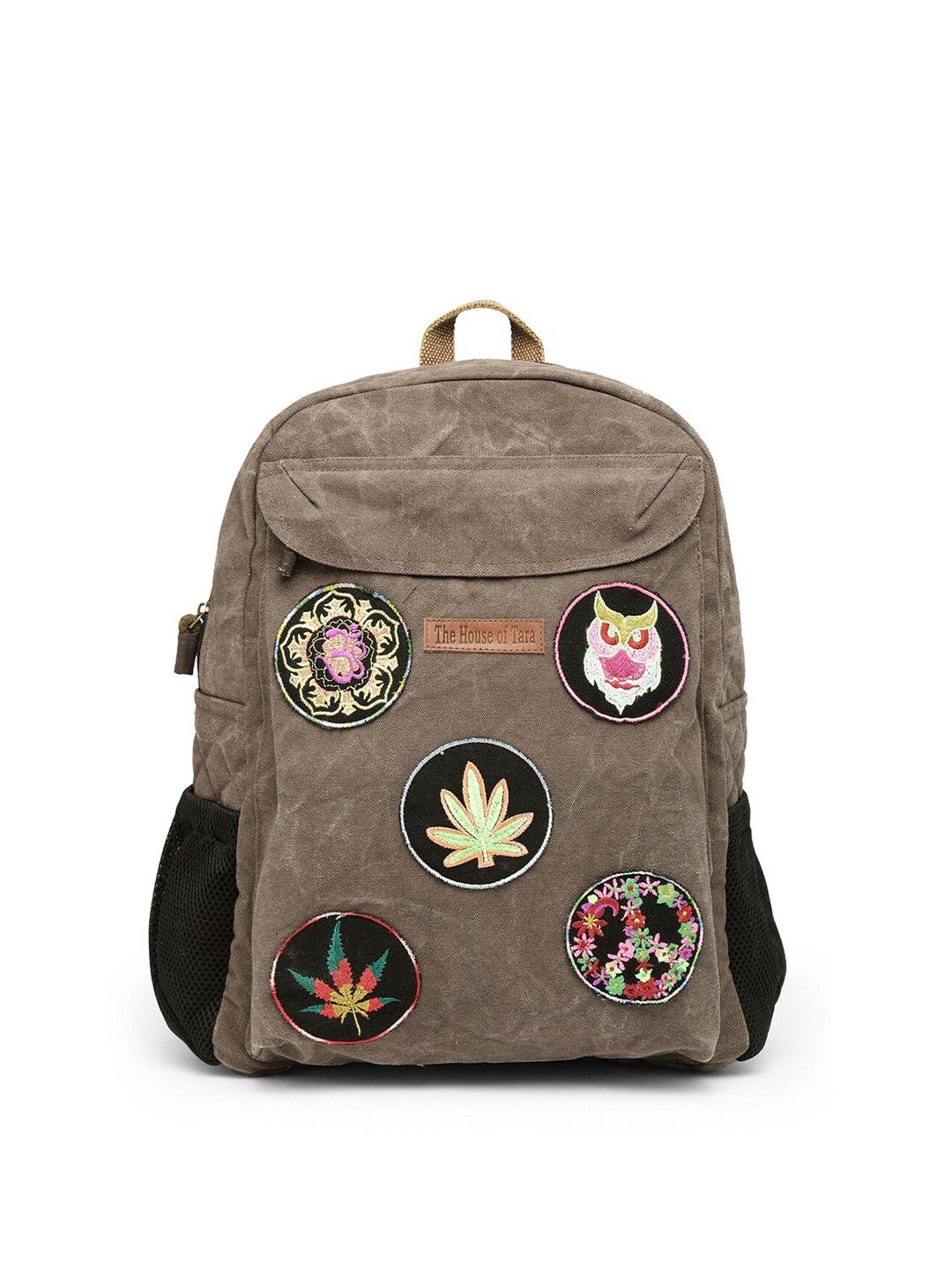 the house of tara unisex brown & black applique backpack