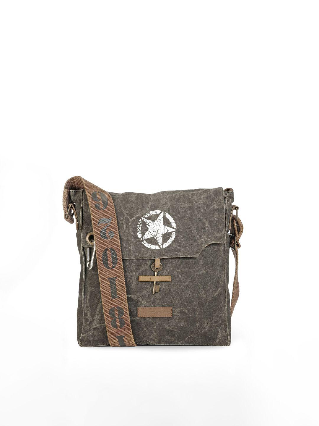 the house of tara unisex charcoal grey printed messenger bag