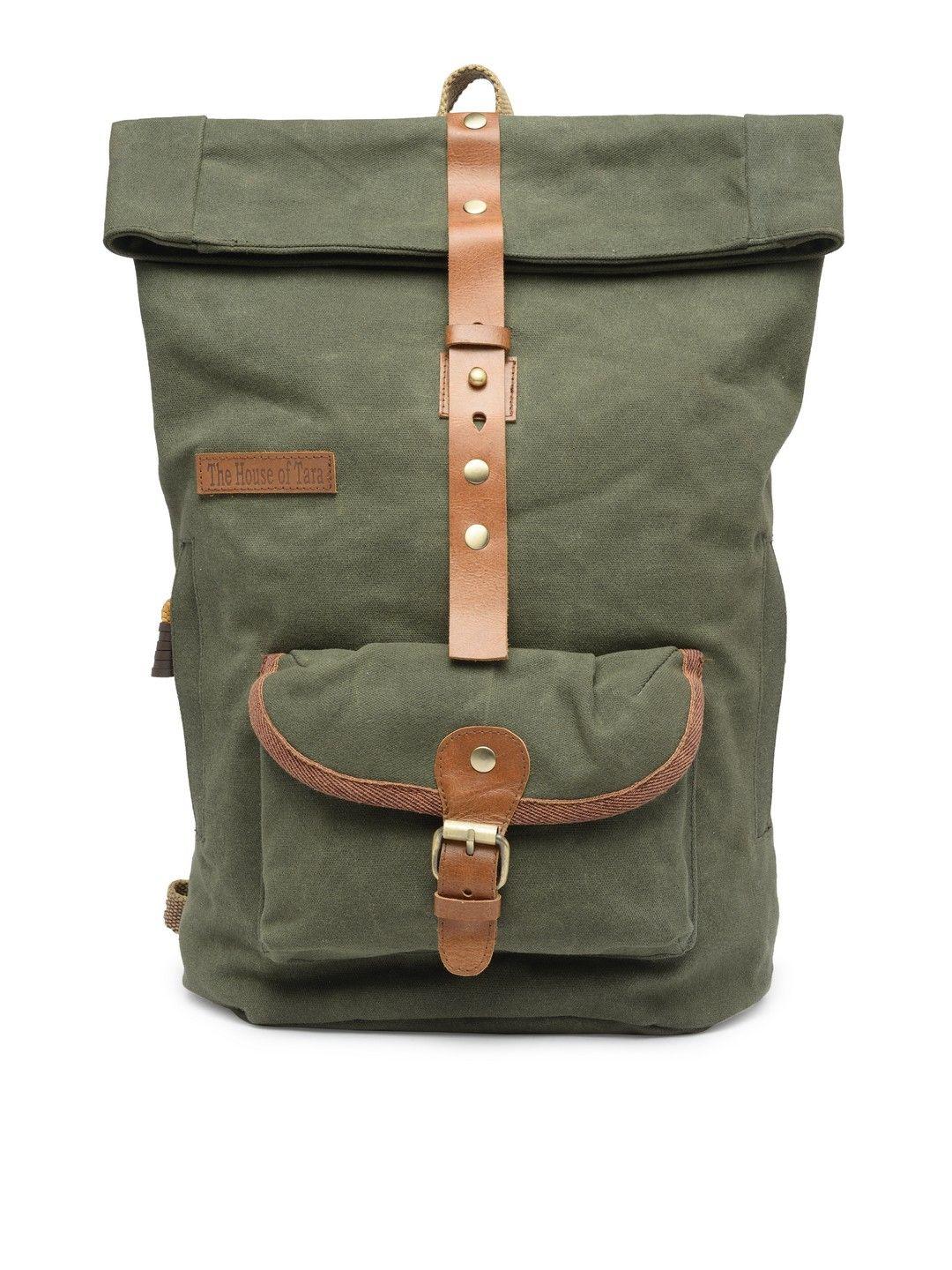 the house of tara unisex green solid backpack