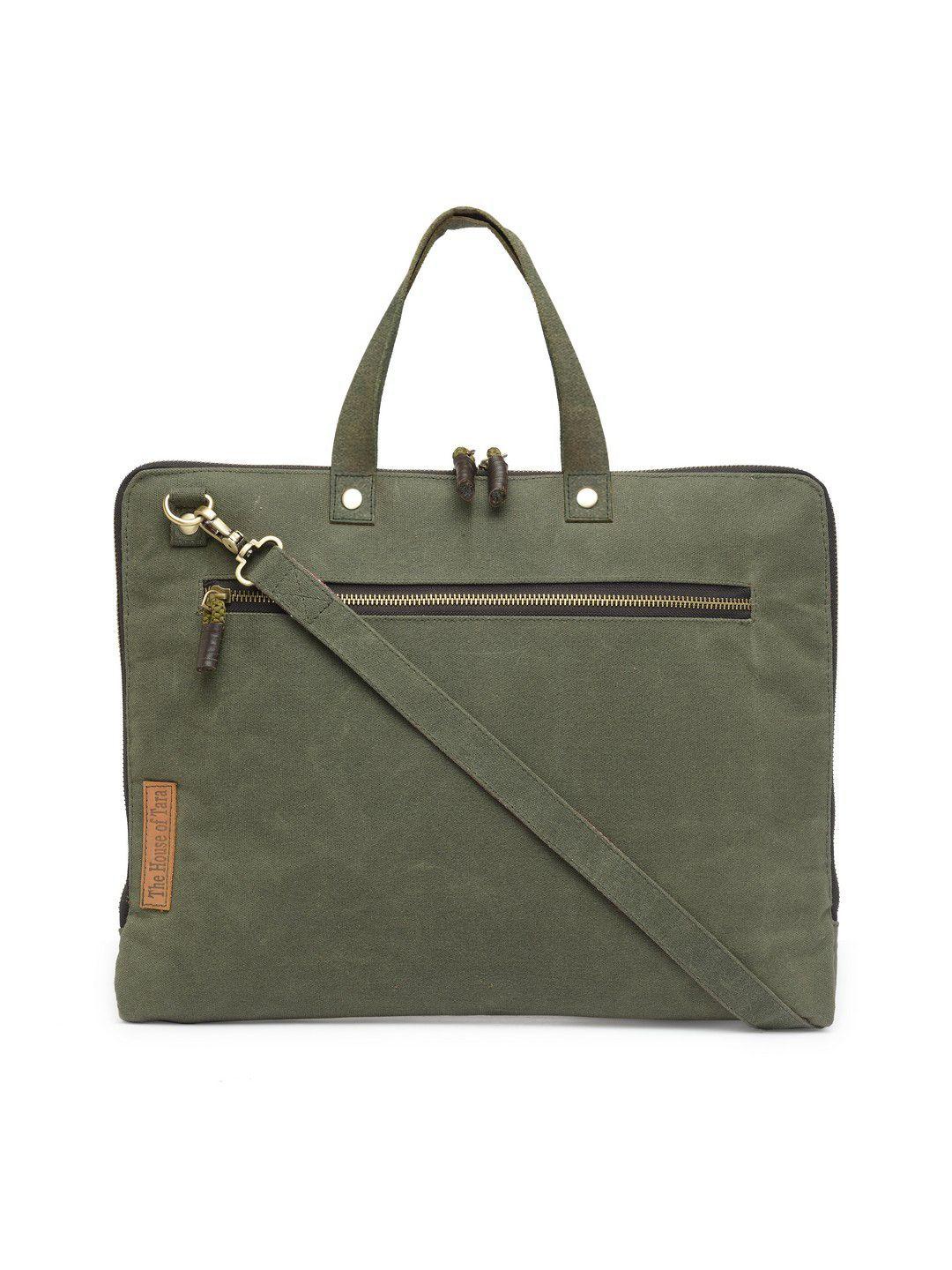 the house of tara unisex green solid laptop bag