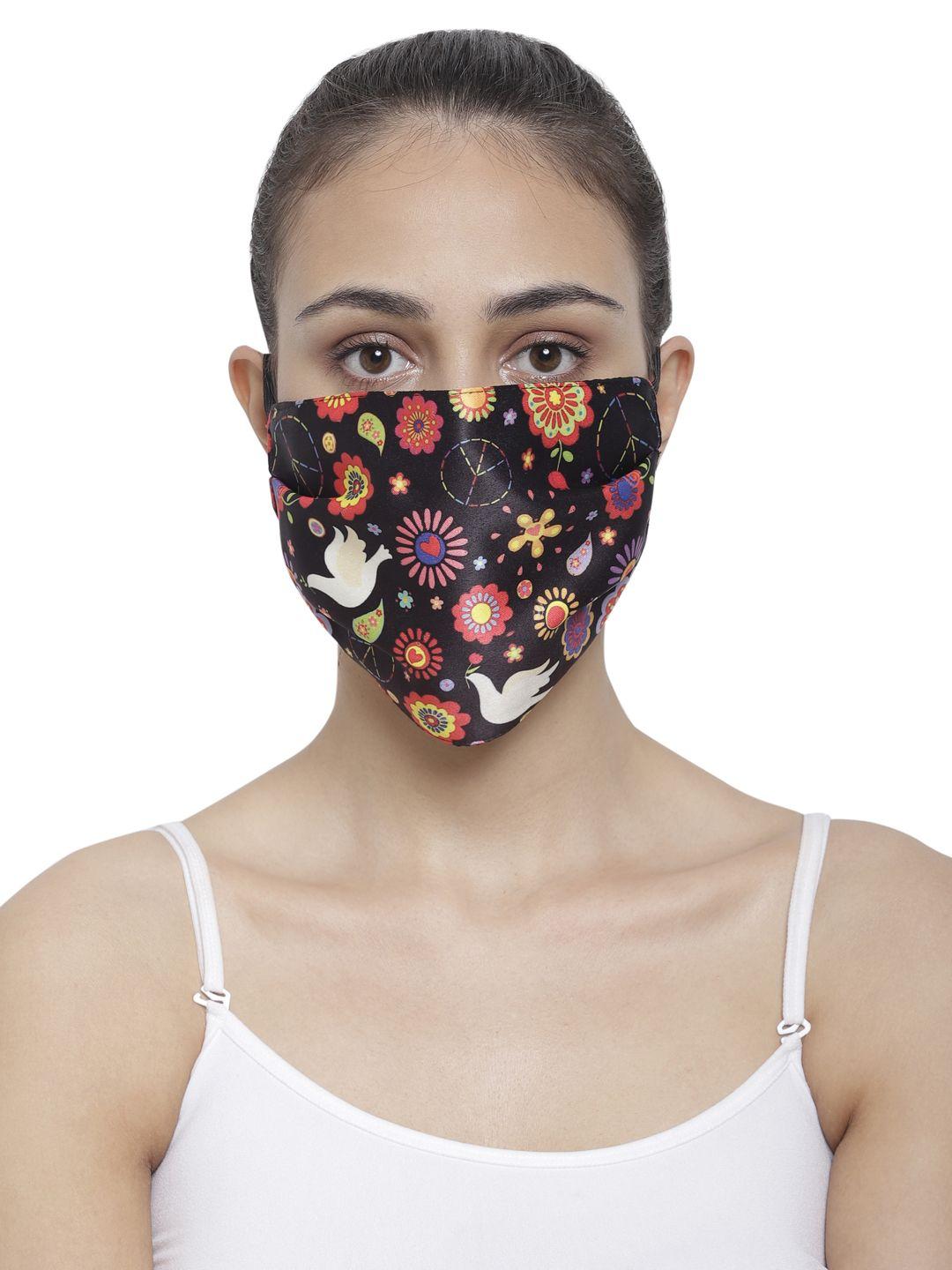 the house of tara unisex multicoloured printed 3-ply reusable wrinkle-free fabric mask