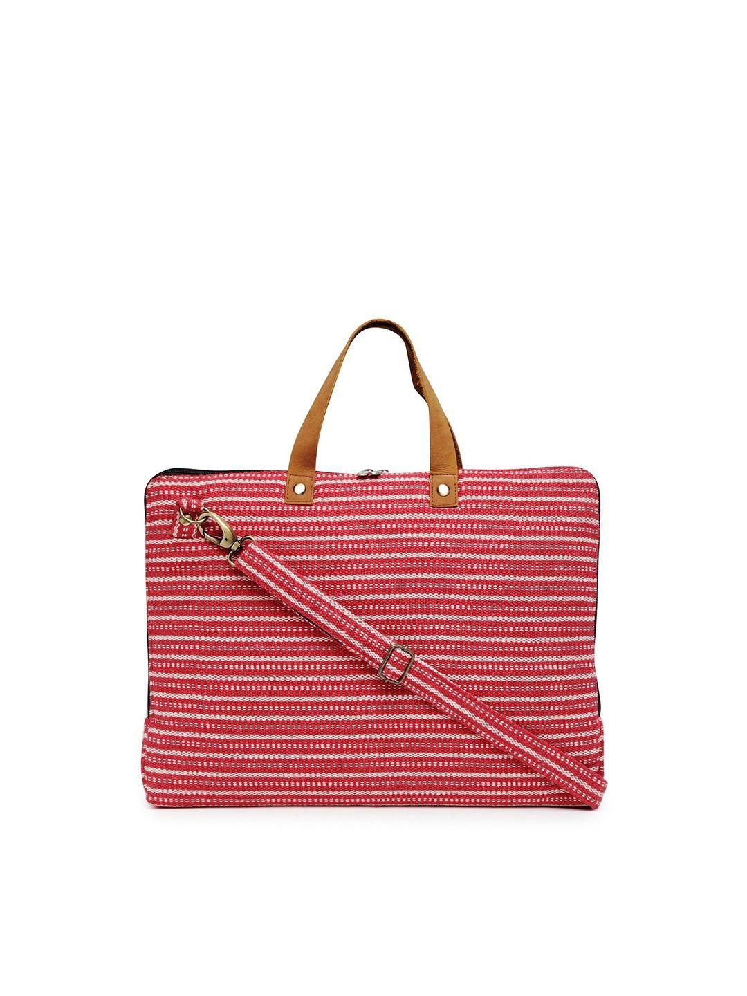 the house of tara unisex red striped laptop bag