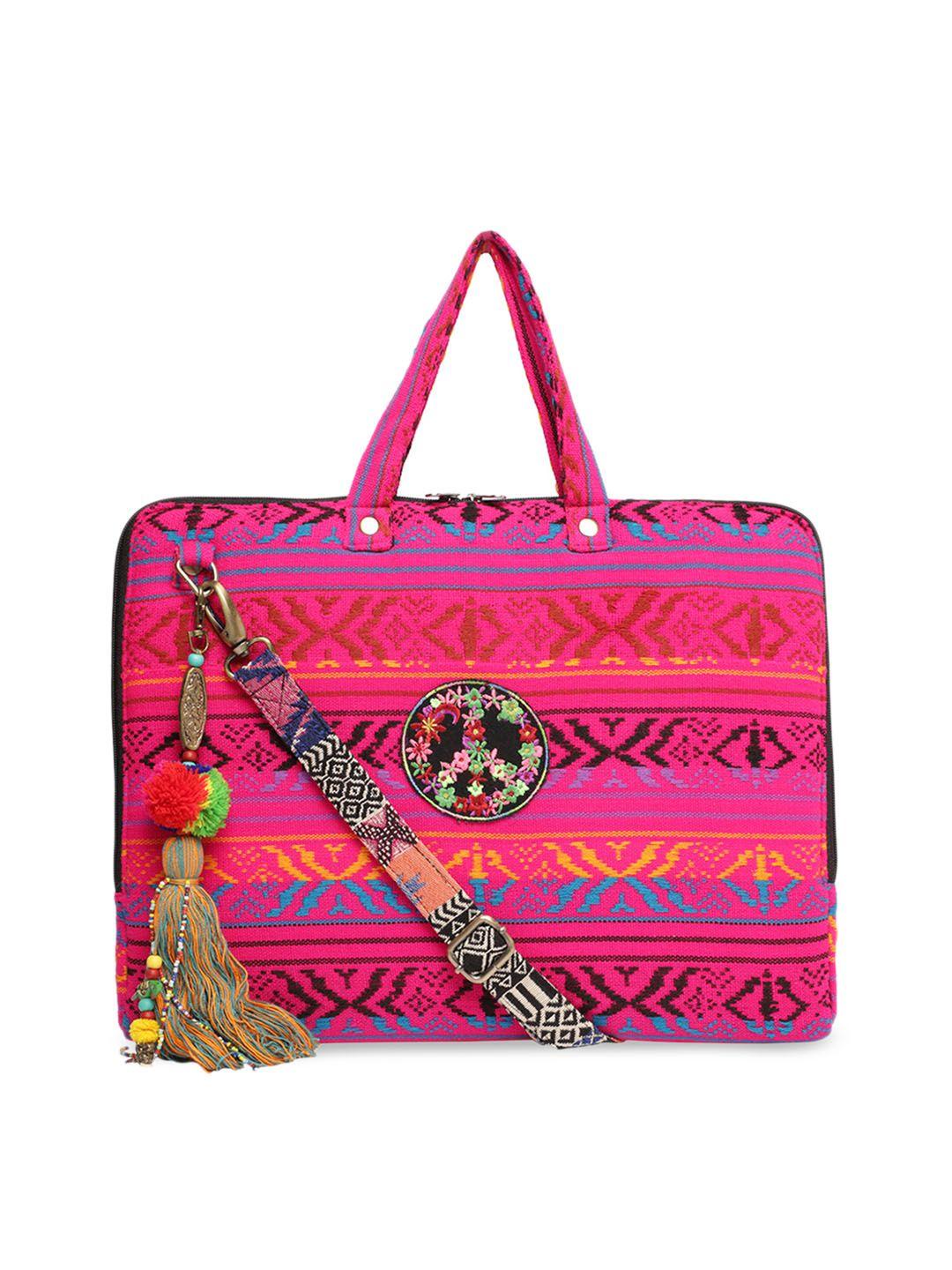 the house of tara women pink textured laptop bag