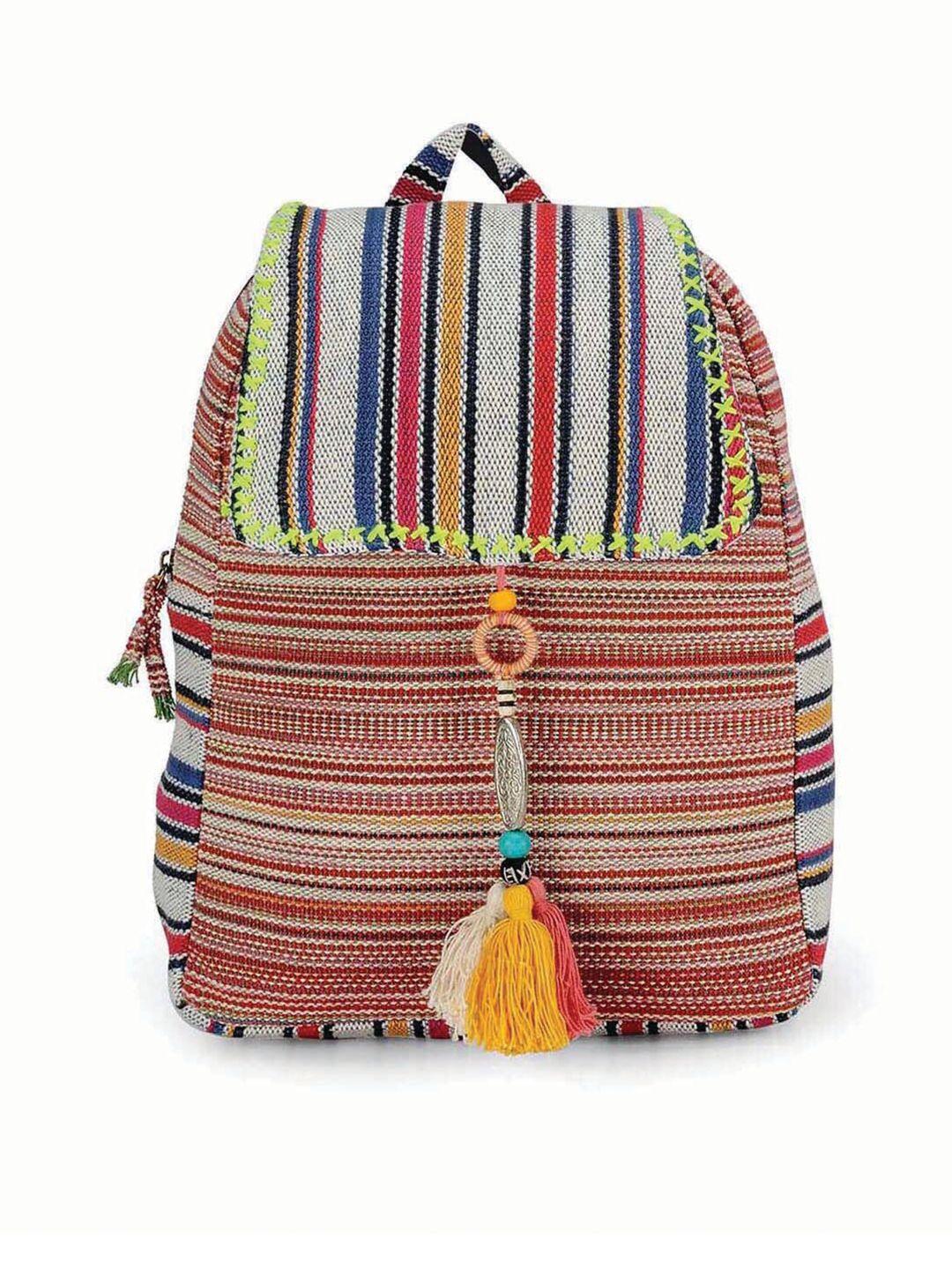 the house of tara women striped tasselled backpack