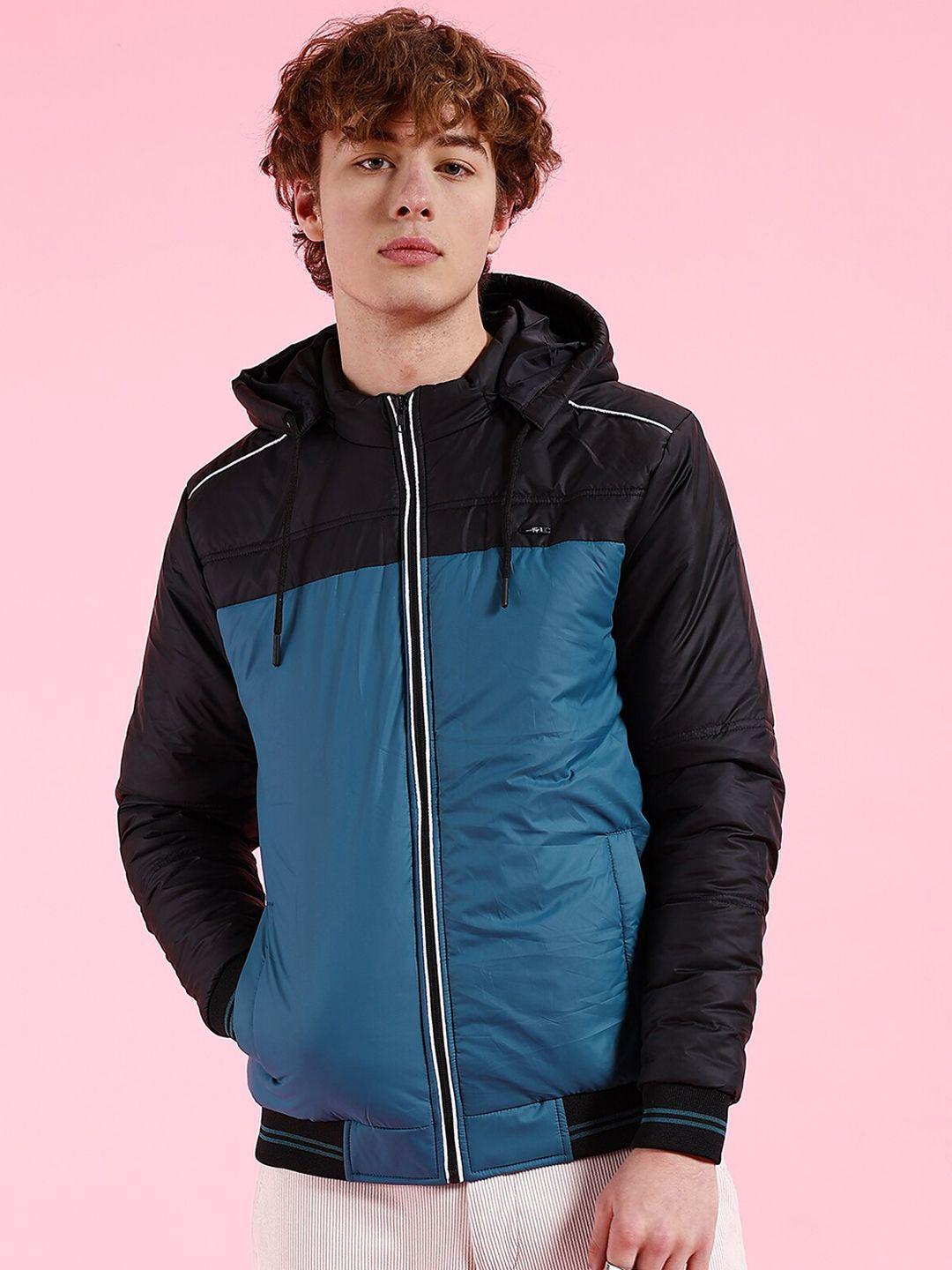 the indian garage co colourblocked lightweight hooded puffer jacket