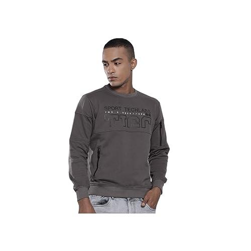 the indian garage co grey regular fit placement print long sleeve pull on sweatshirt